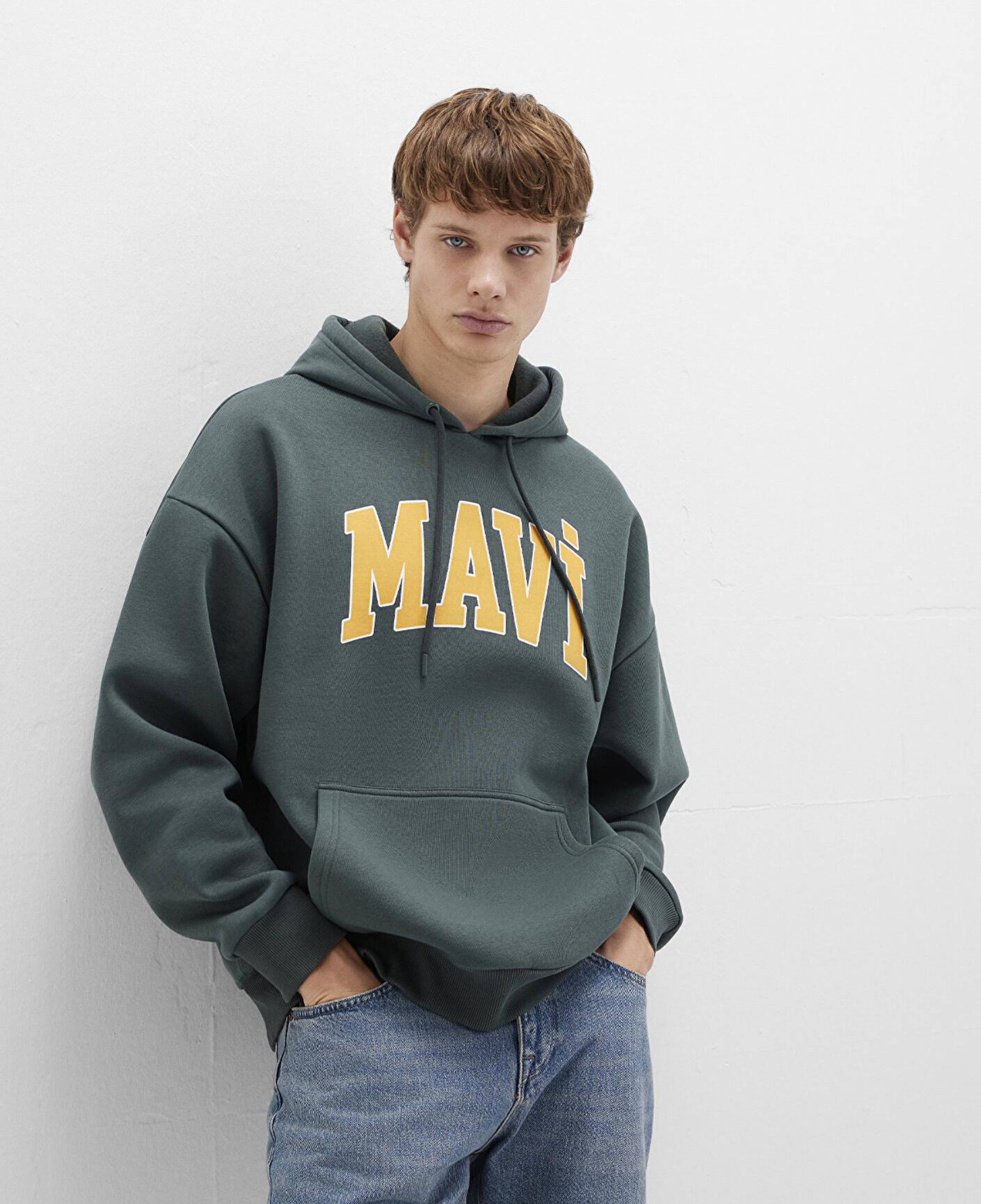 Mavi Mavi Logo Baskılı Kapüşonlu Yeşil Sweatshirt 067149-71598