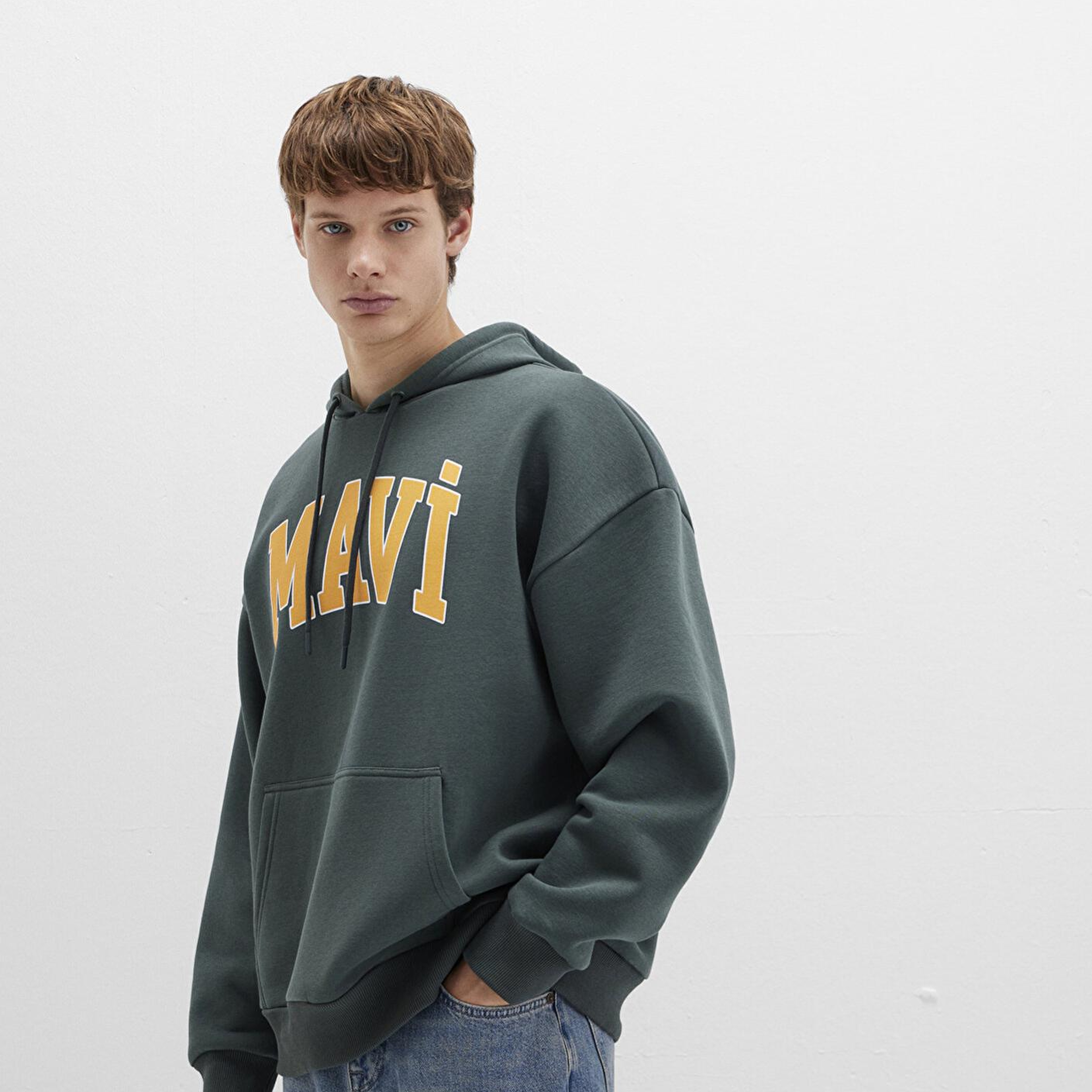 Mavi Mavi Logo Baskılı Kapüşonlu Yeşil Sweatshirt 067149-71598