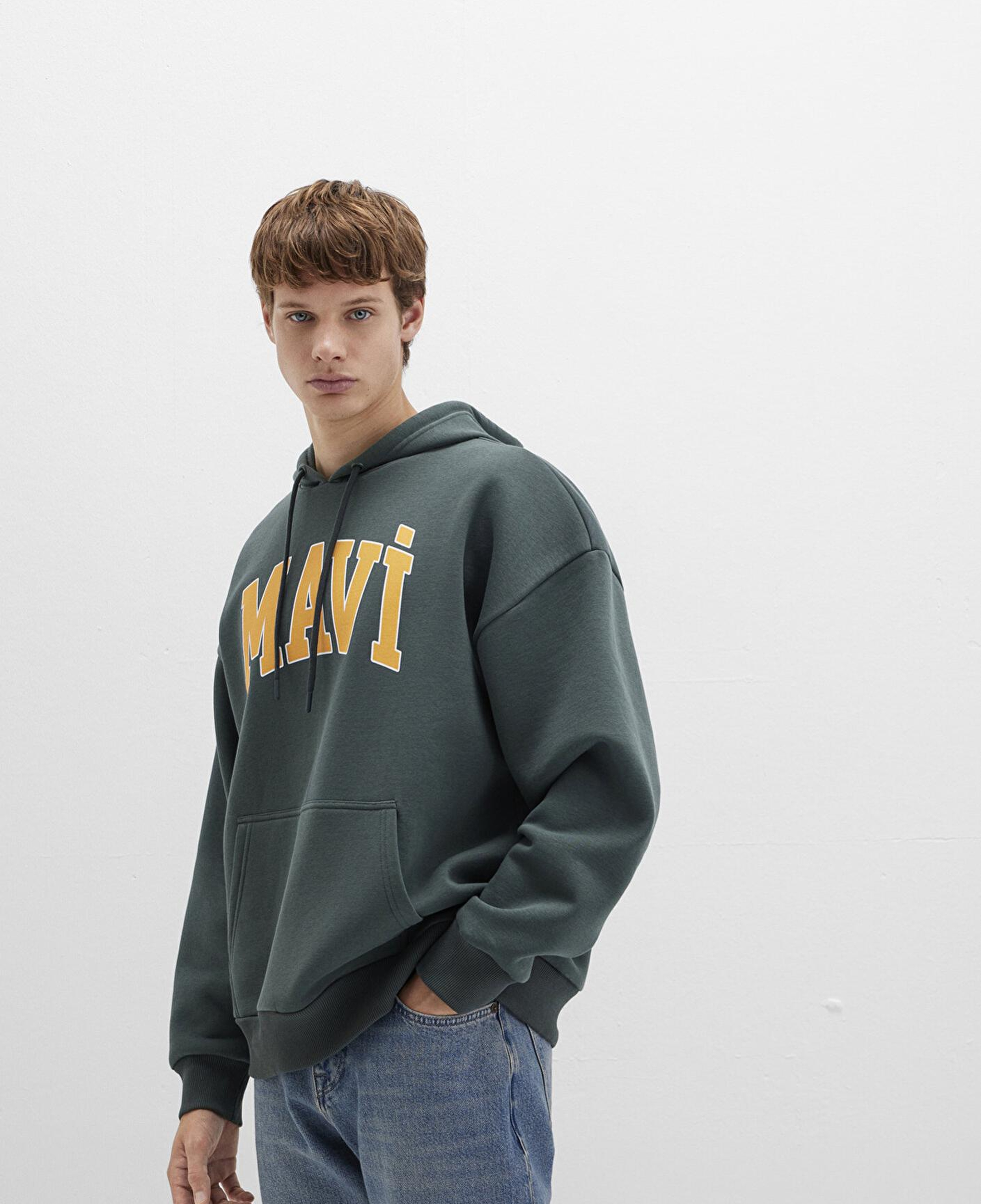 Mavi Mavi Logo Baskılı Kapüşonlu Yeşil Sweatshirt 067149-71598