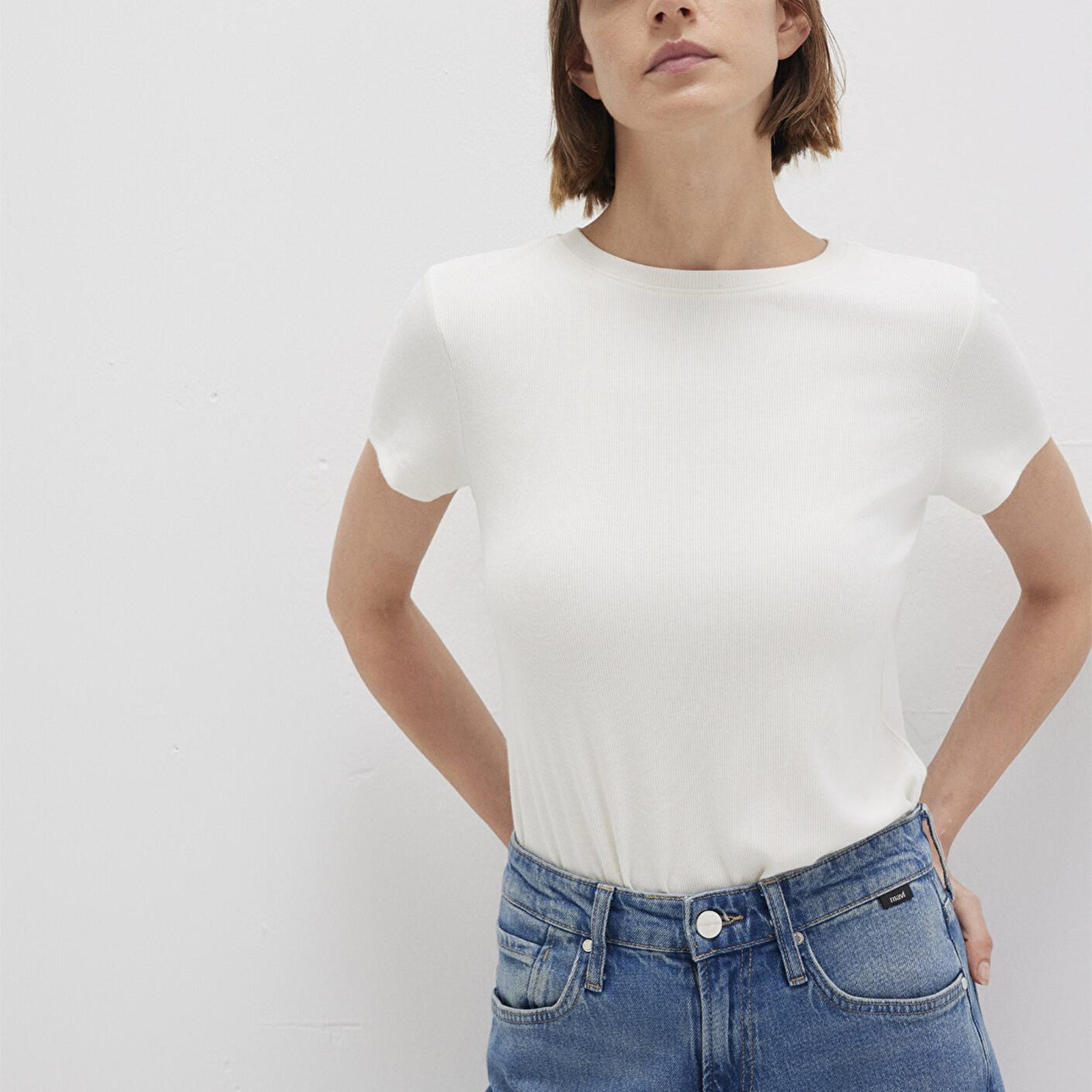 Mavi Beyaz Basic Tişört Slim Fit / Dar Kesim 1612904-80194