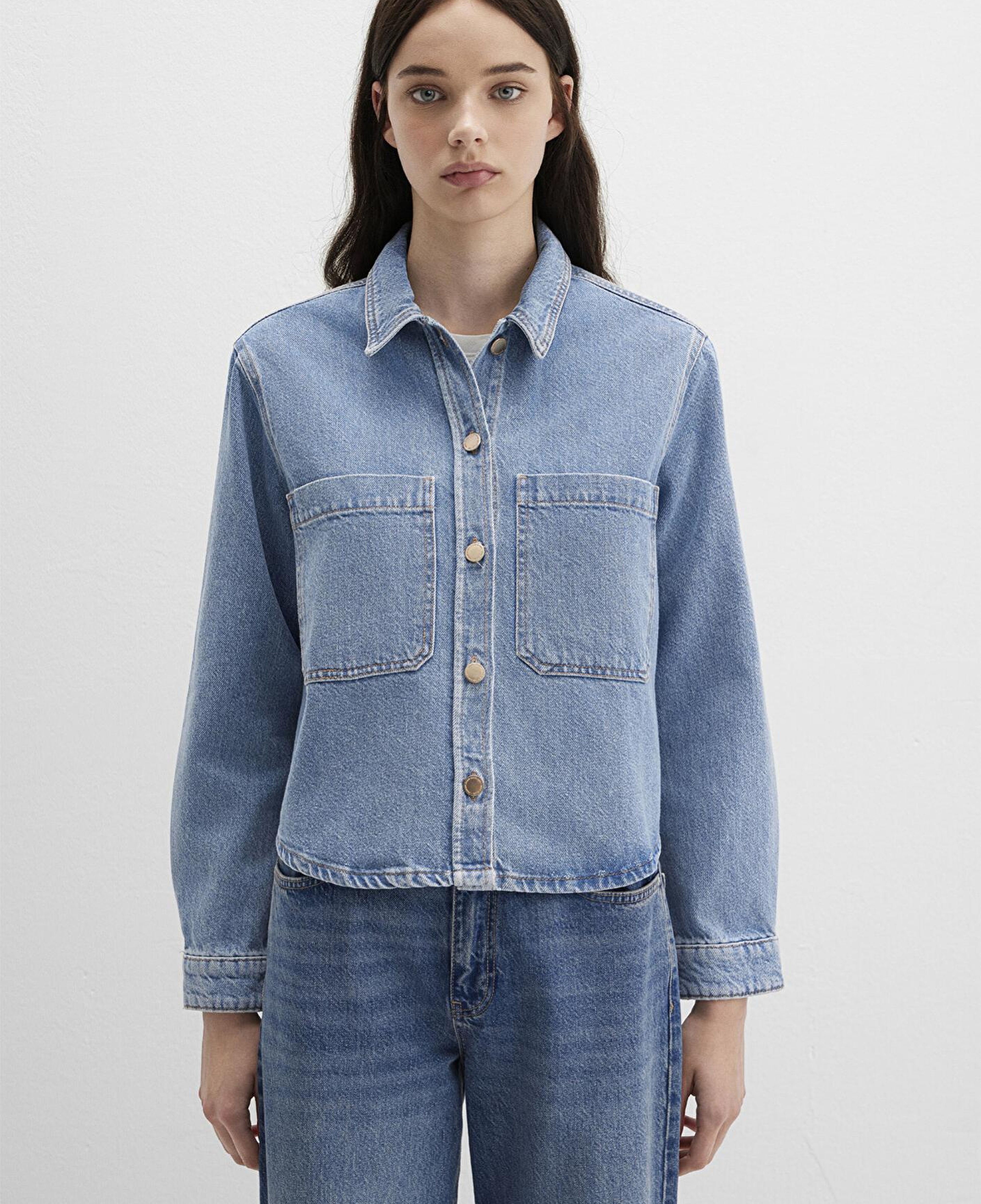 Mavi Paola Mavi Premium Indigo Mavisi Jean Gömlek Crop / Kısa Kesim 1210779-89212