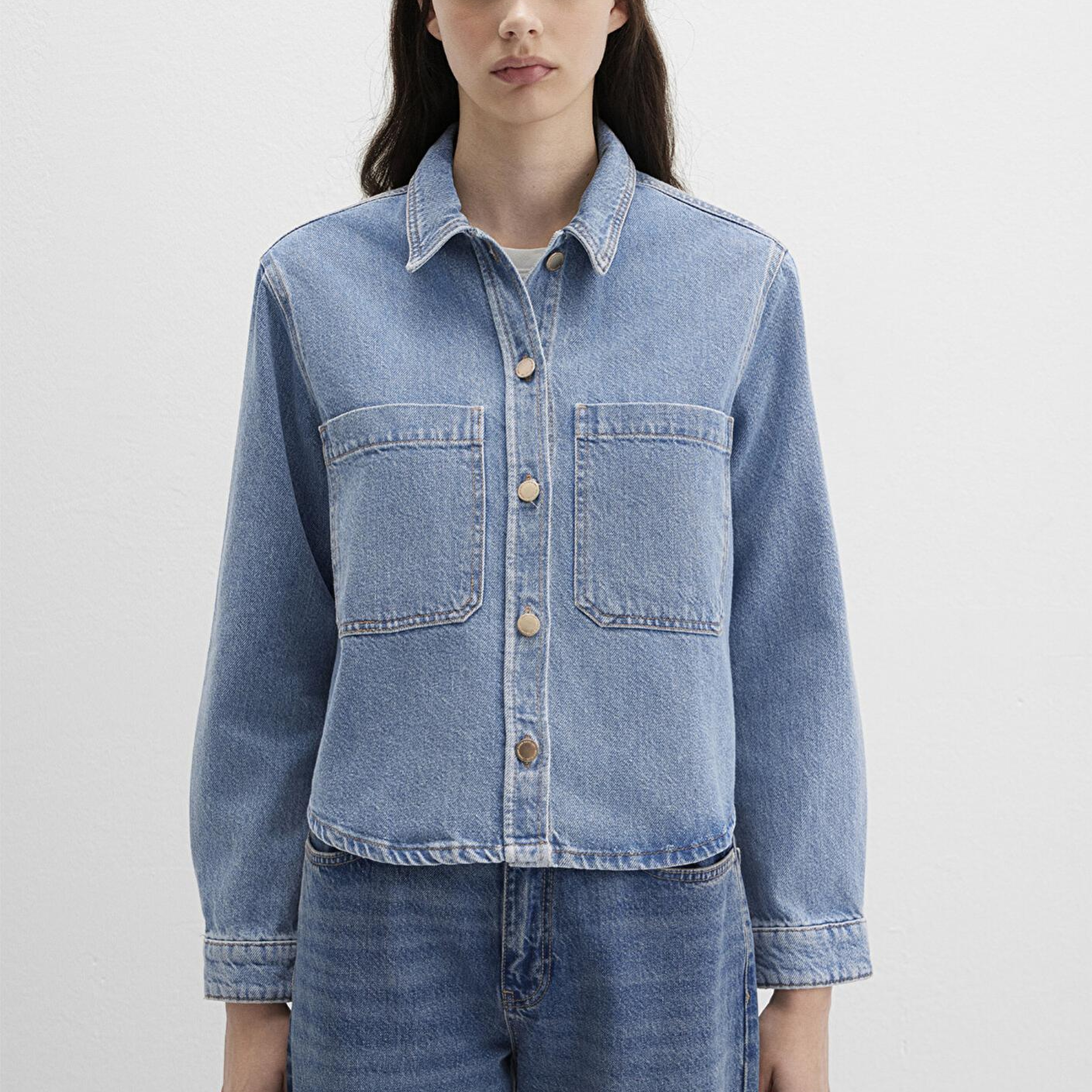 Mavi Paola Mavi Premium Indigo Mavisi Jean Gömlek Crop / Kısa Kesim 1210779-89212