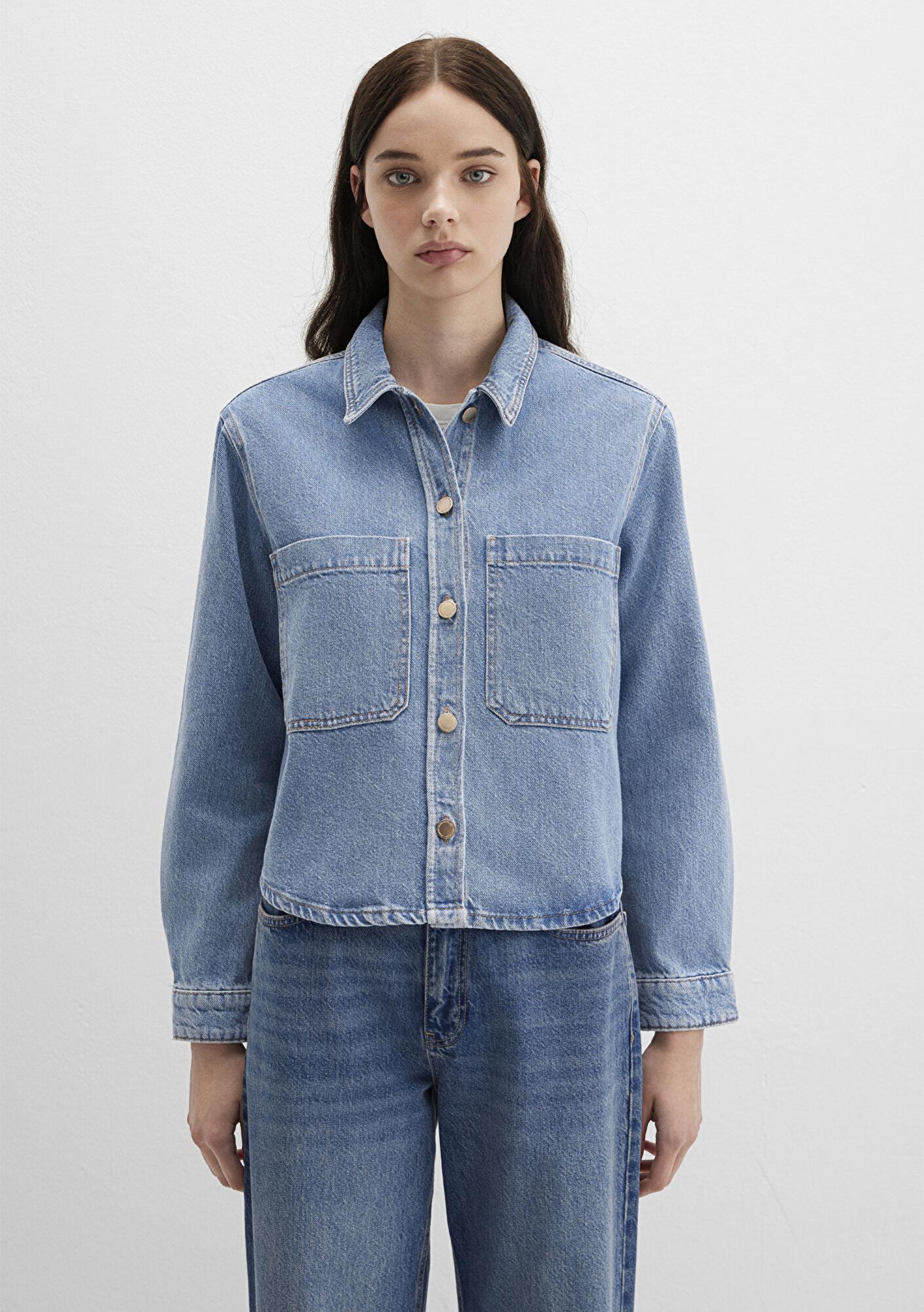 Mavi Paola Mavi Premium Indigo Mavisi Jean Gömlek Crop / Kısa Kesim 1210779-89212