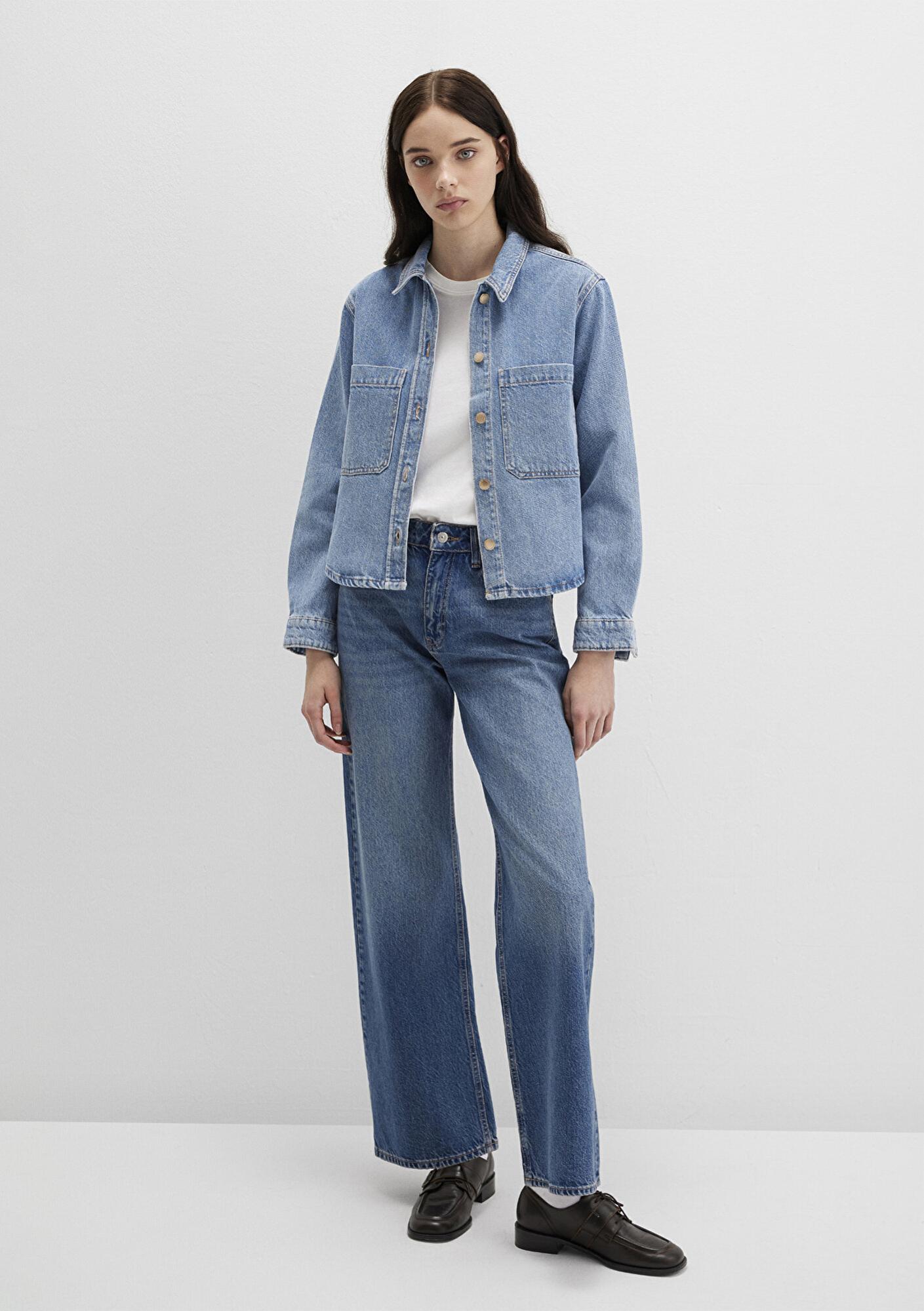 Mavi Paola Mavi Premium Indigo Mavisi Jean Gömlek Crop / Kısa Kesim 1210779-89212