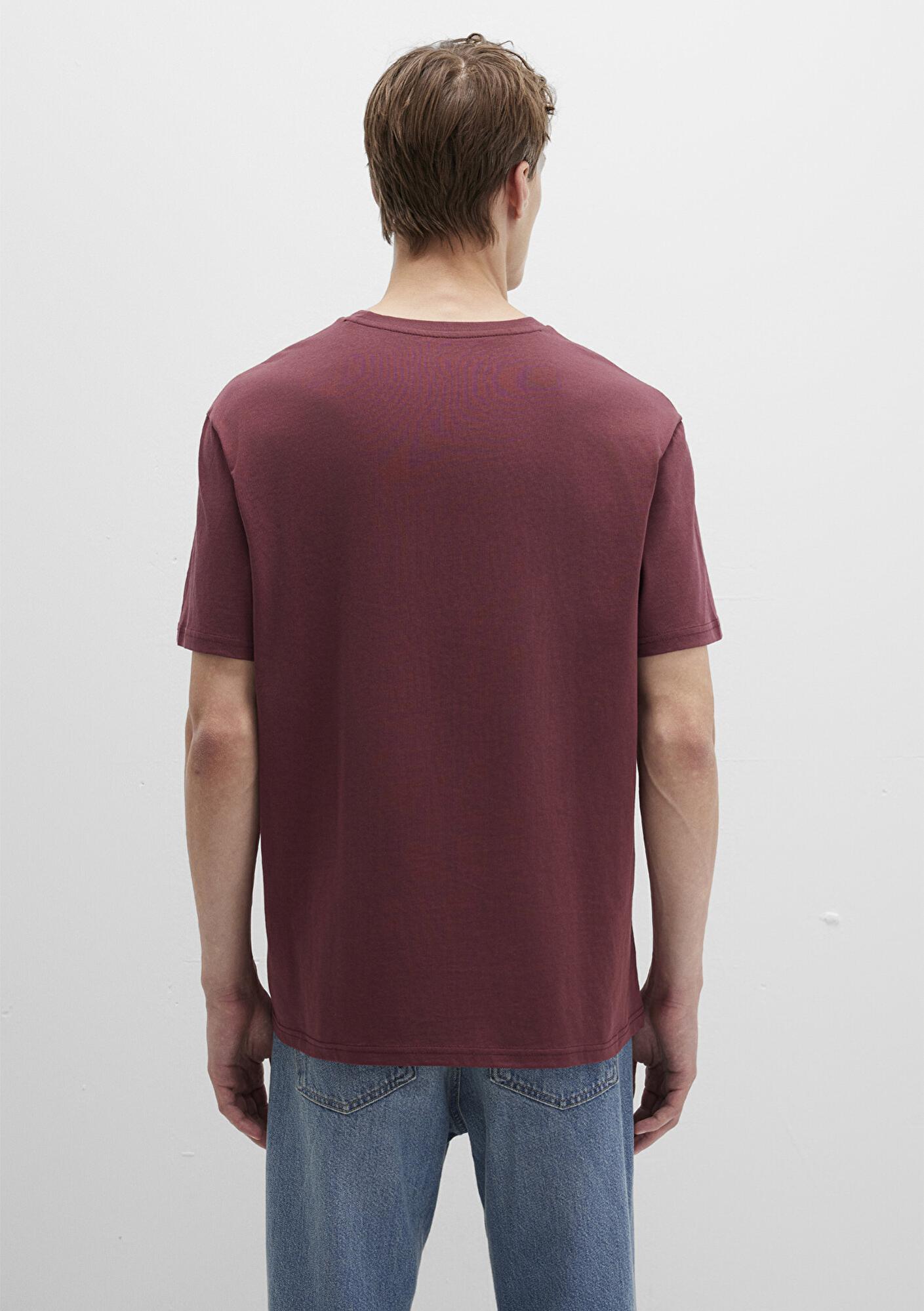 Mavi Mavi Logo İşlemeli Bordo Basic Tişört Loose Fit / Bol Rahat Kesim 067074-70396