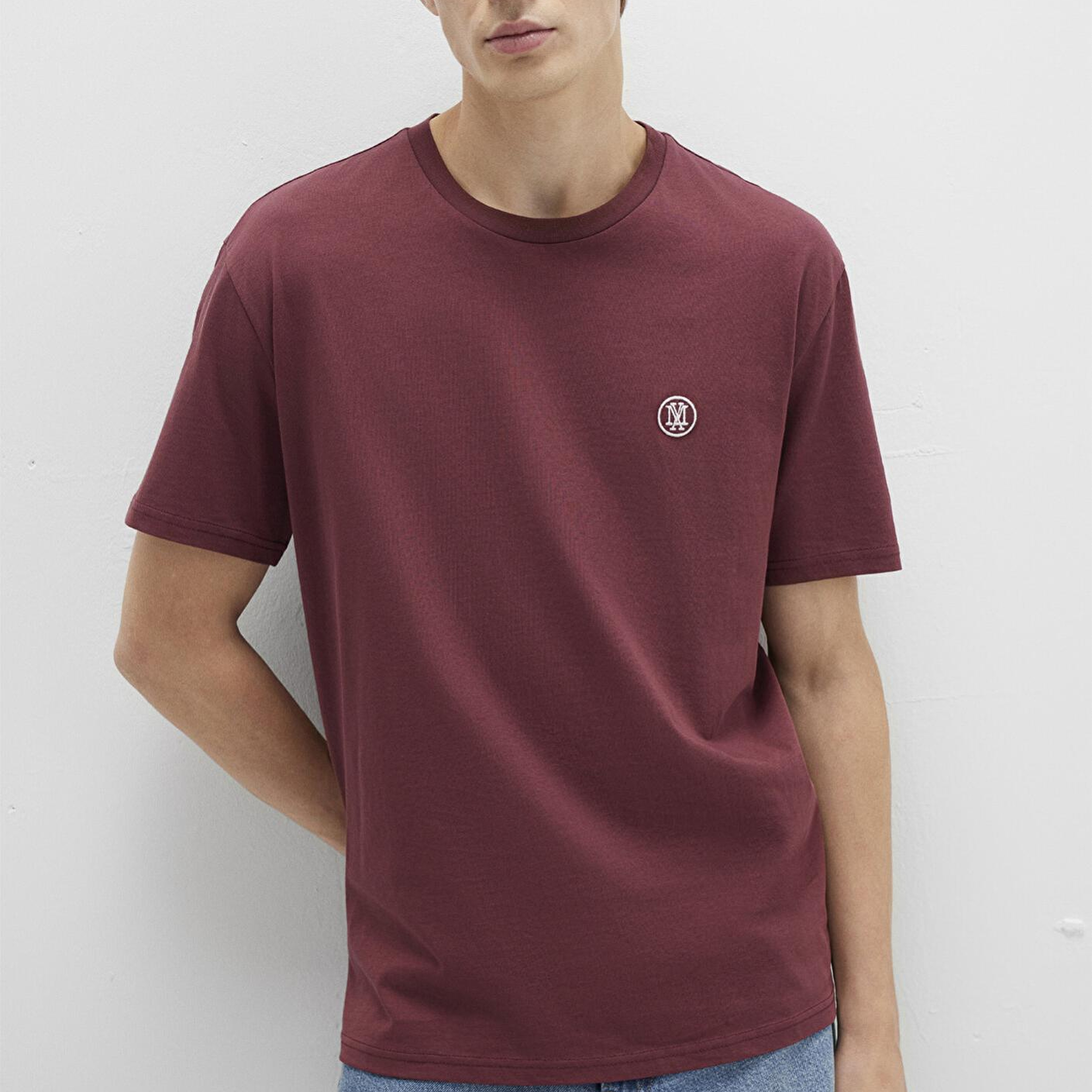 Mavi Mavi Logo İşlemeli Bordo Basic Tişört Loose Fit / Bol Rahat Kesim 067074-70396