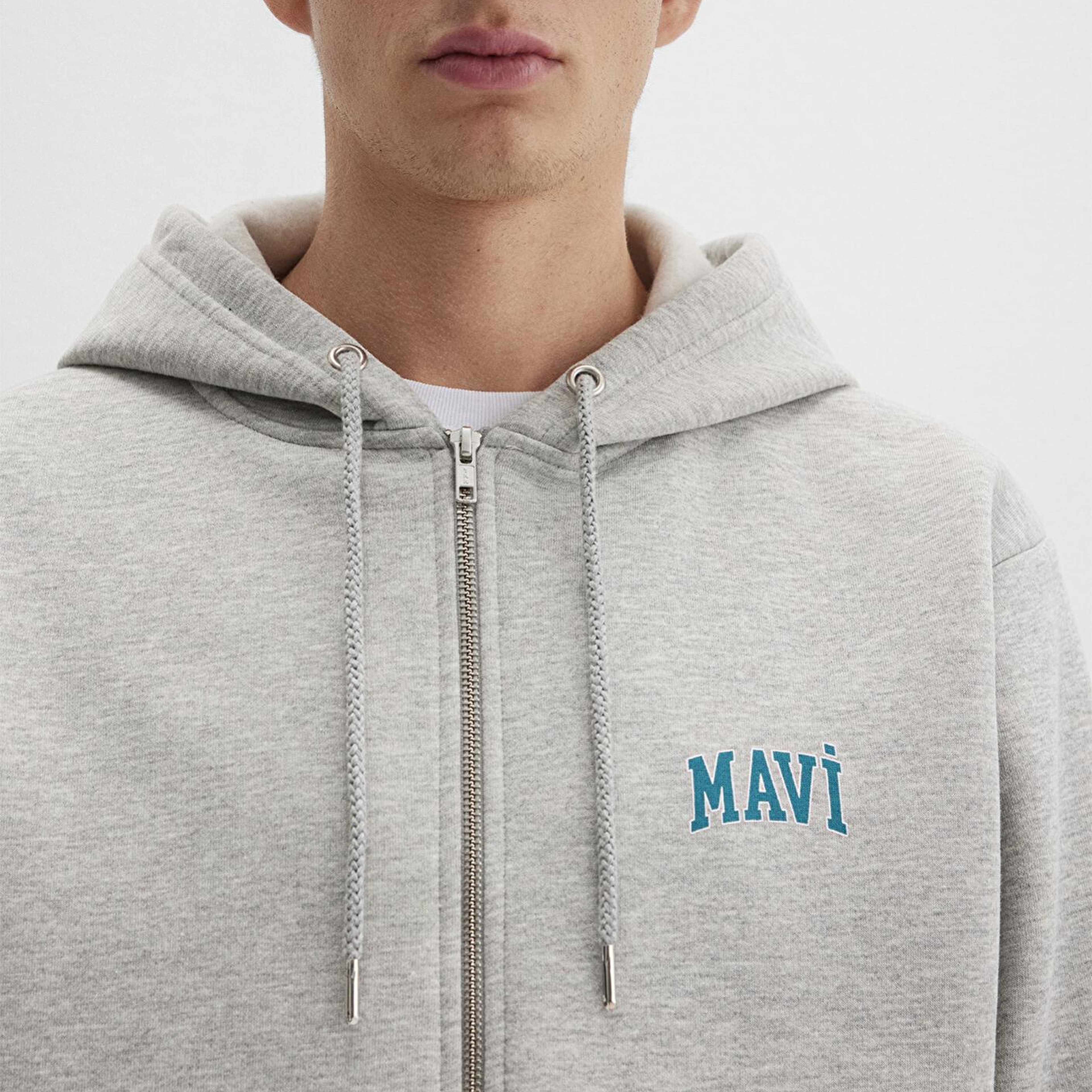 Mavi Mavi Logo Baskılı Fermuarlı Gri Sweatshirt 0611715-80196