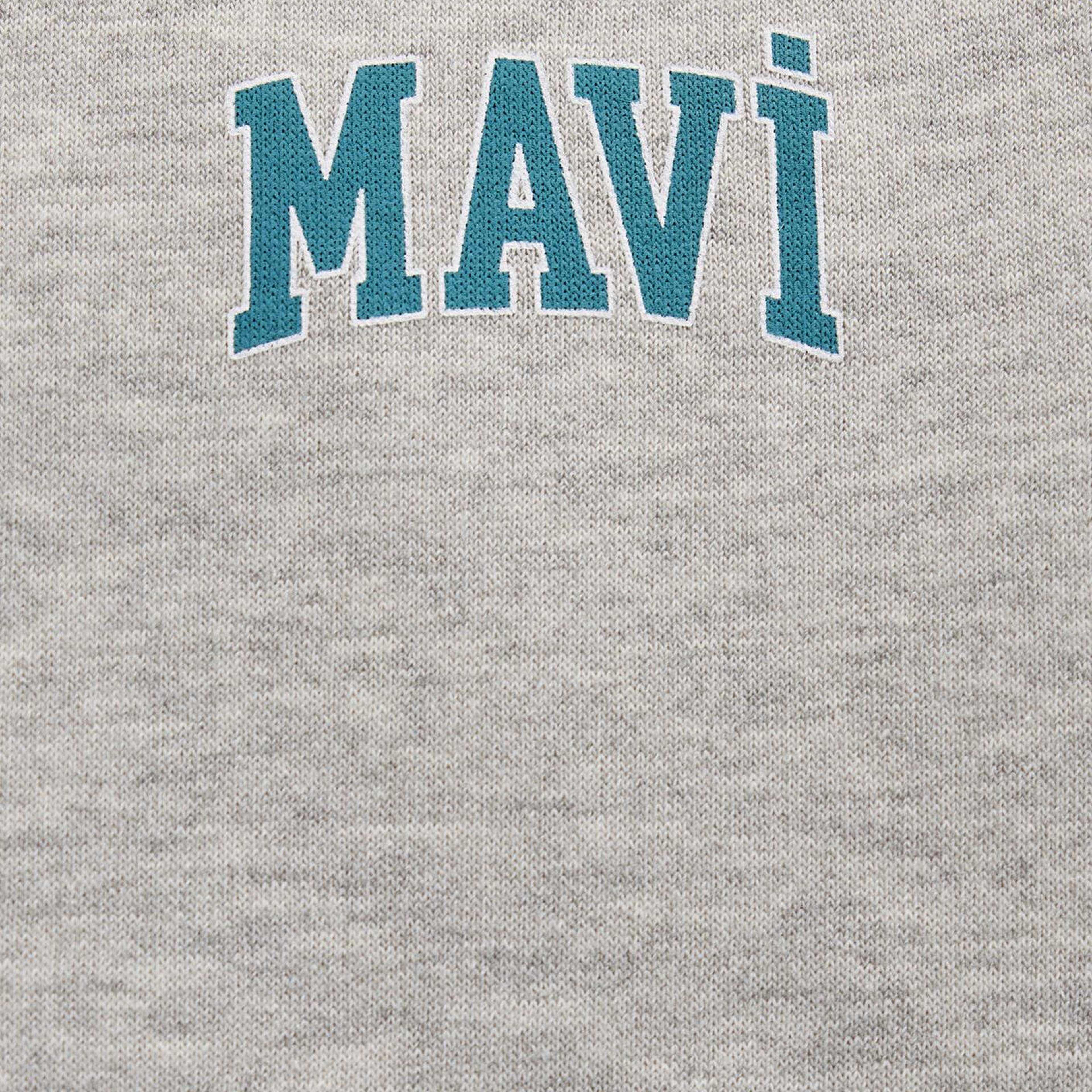 Mavi Mavi Logo Baskılı Fermuarlı Gri Sweatshirt 0611715-80196