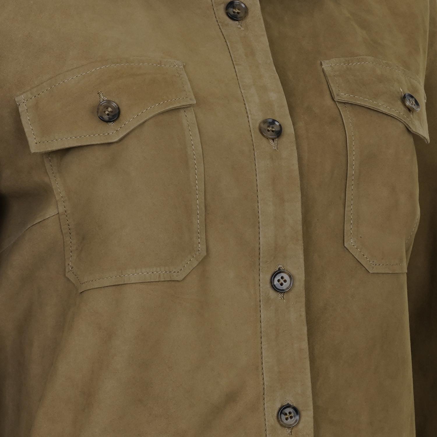 Allecra Yeşil Kadın Süet Deri Gömlek