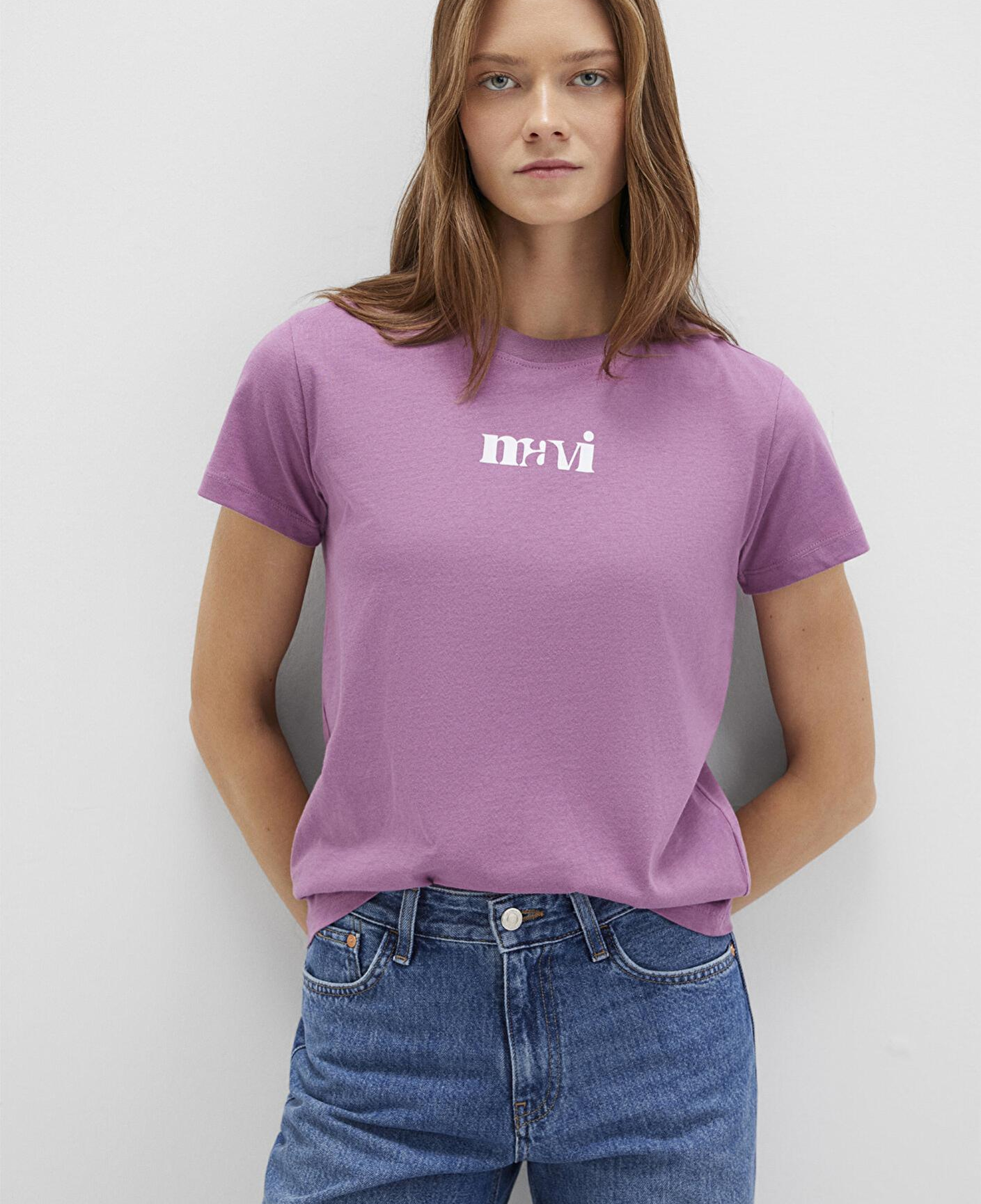 Mavi Mavi Baskılı Mor Tişört Regular Fit / Normal Kesim 1612241-70987