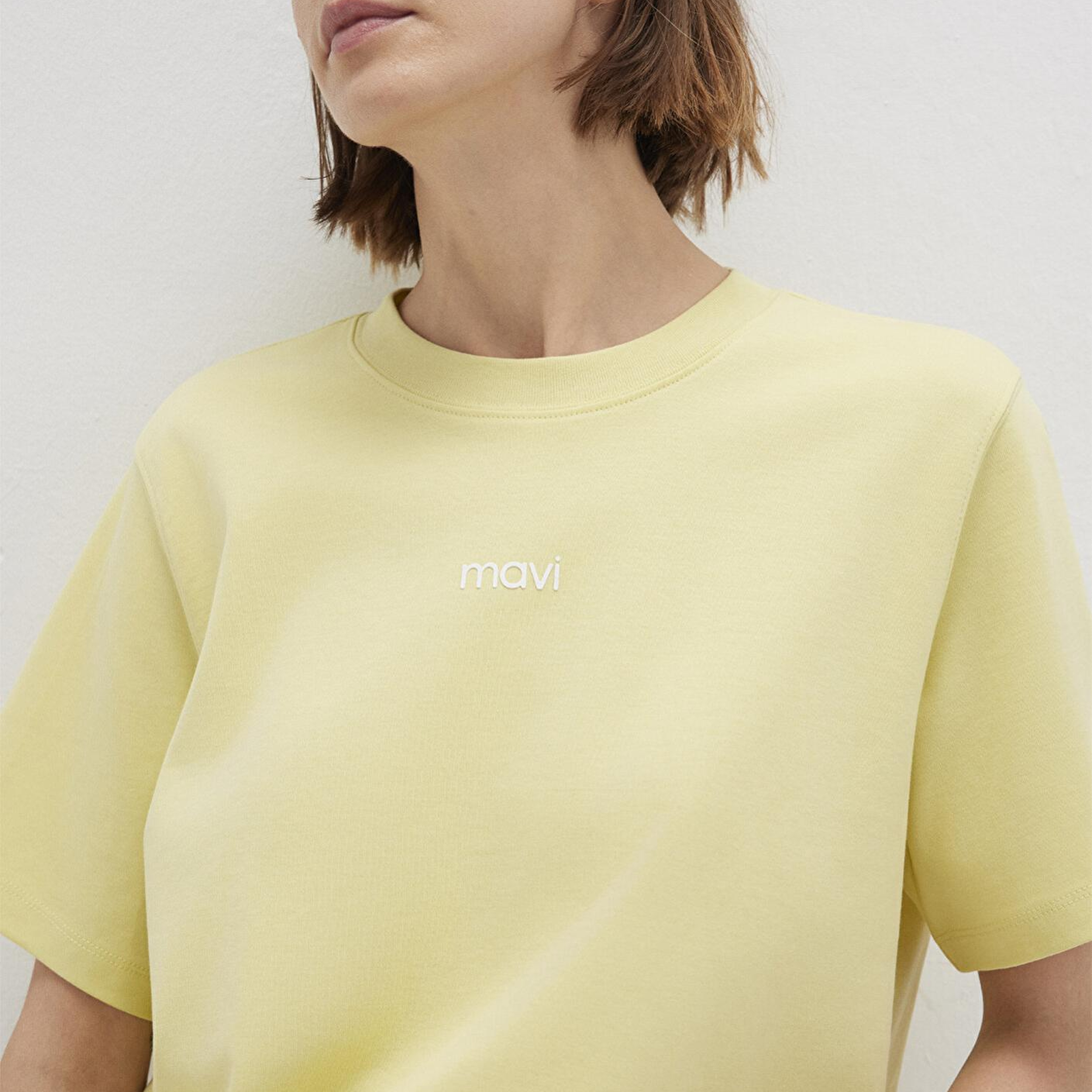 Mavi Mavi Logo Baskılı İnterlok Sarı Tişört Regular Fit / Normal Kesim 1612829-71303