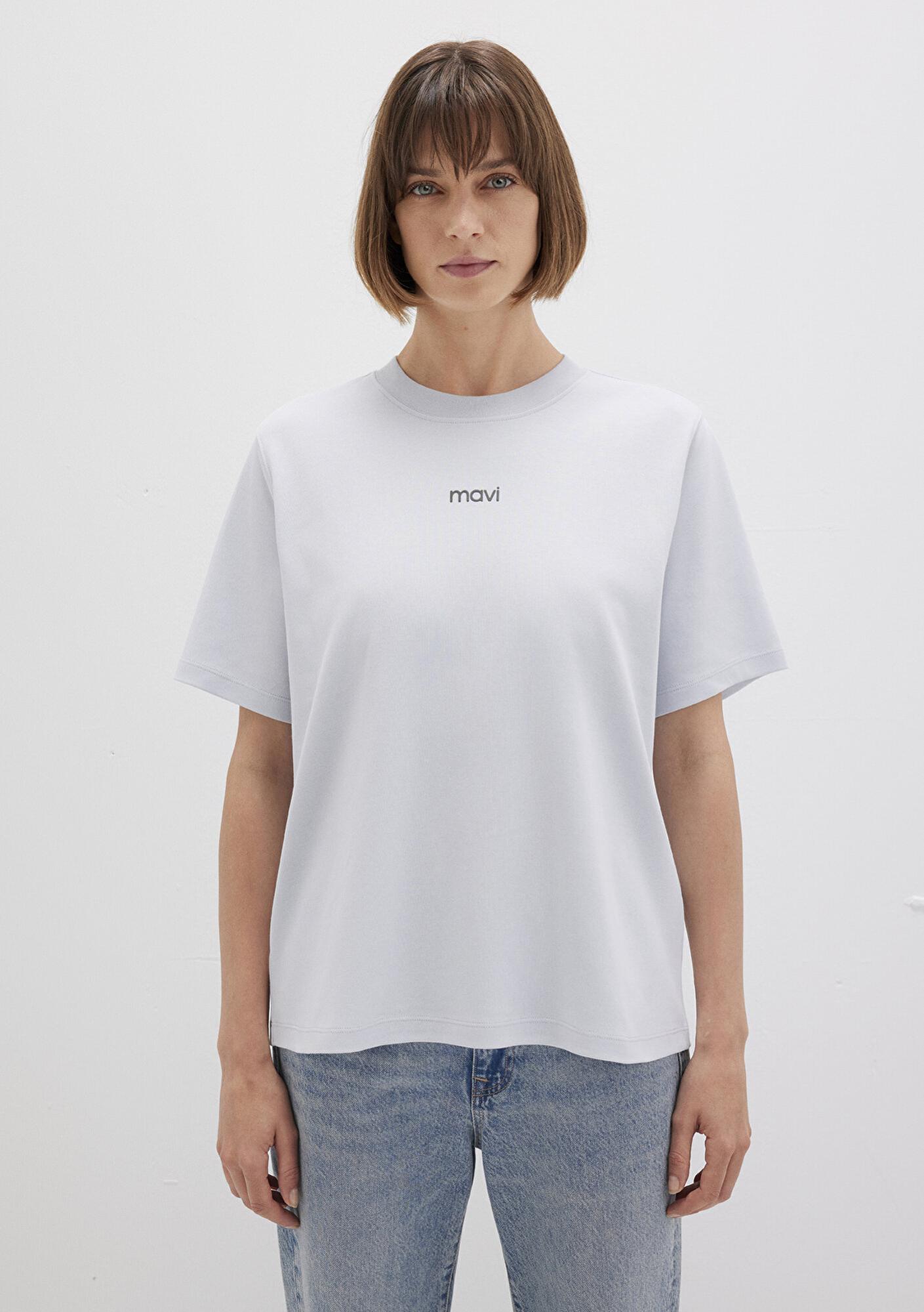 Mavi Mavi Logo Baskılı İnterlok Mavi Tişört Regular Fit / Normal Kesim 1612829-89201