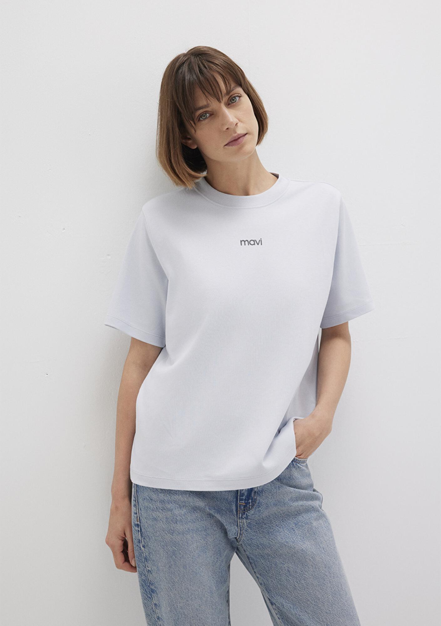 Mavi Mavi Logo Baskılı İnterlok Mavi Tişört Regular Fit / Normal Kesim 1612829-89201