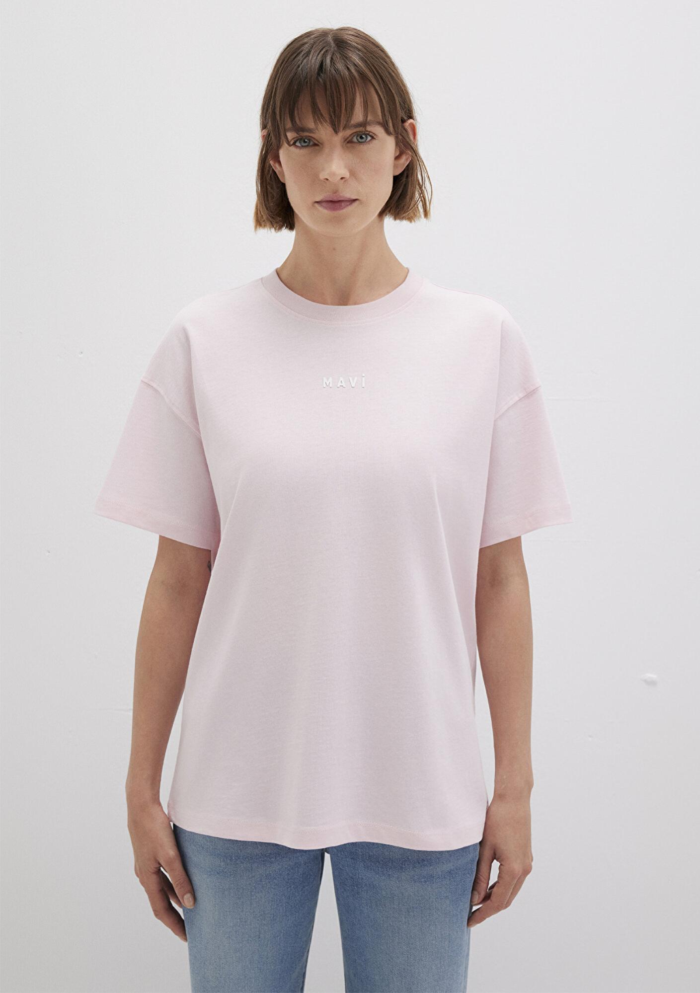 Mavi Mavi Baskılı Pembe Tişört Loose Fit / Bol Rahat Kesim 1612518-89200