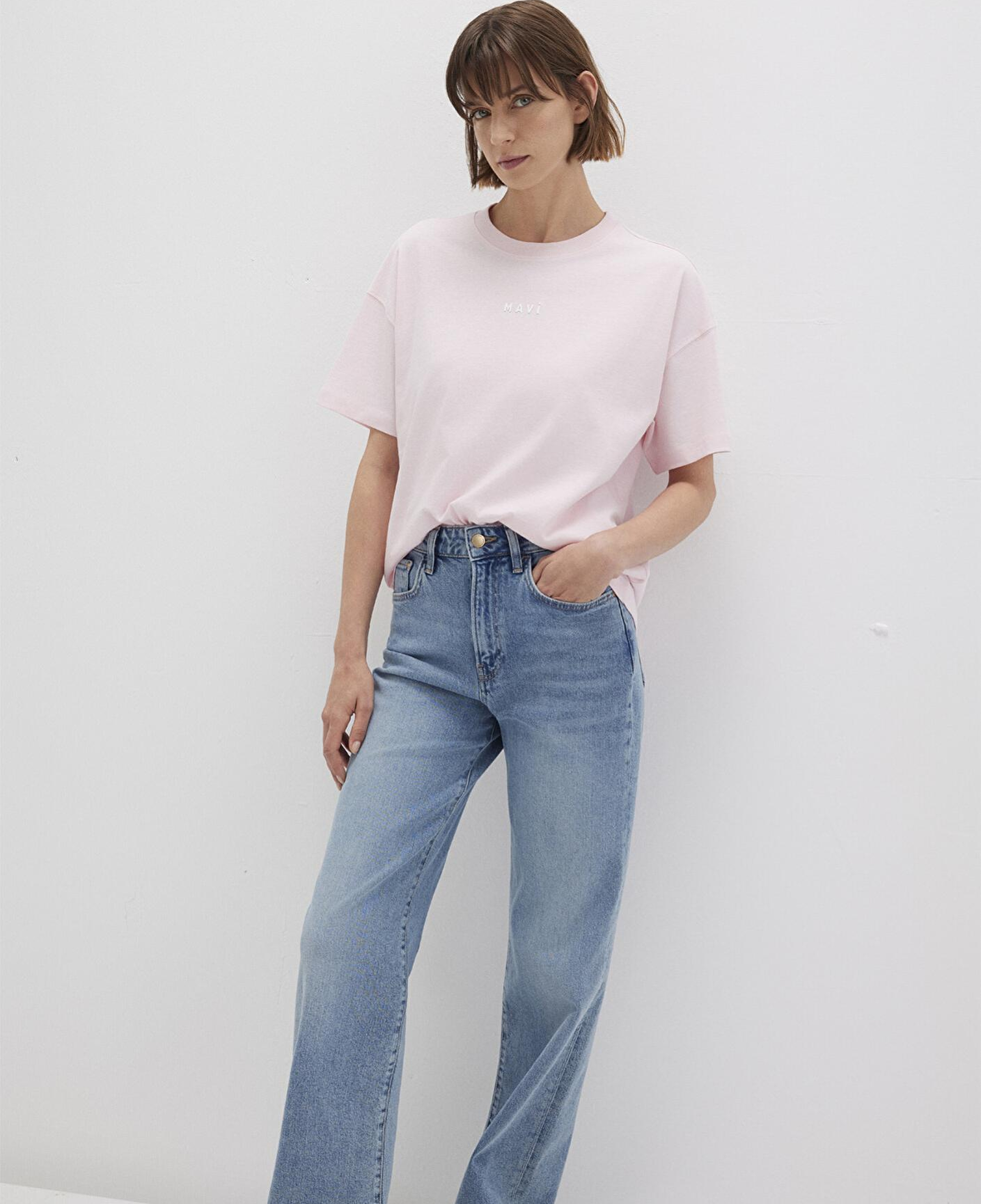 Mavi Mavi Baskılı Pembe Tişört Loose Fit / Bol Rahat Kesim 1612518-89200