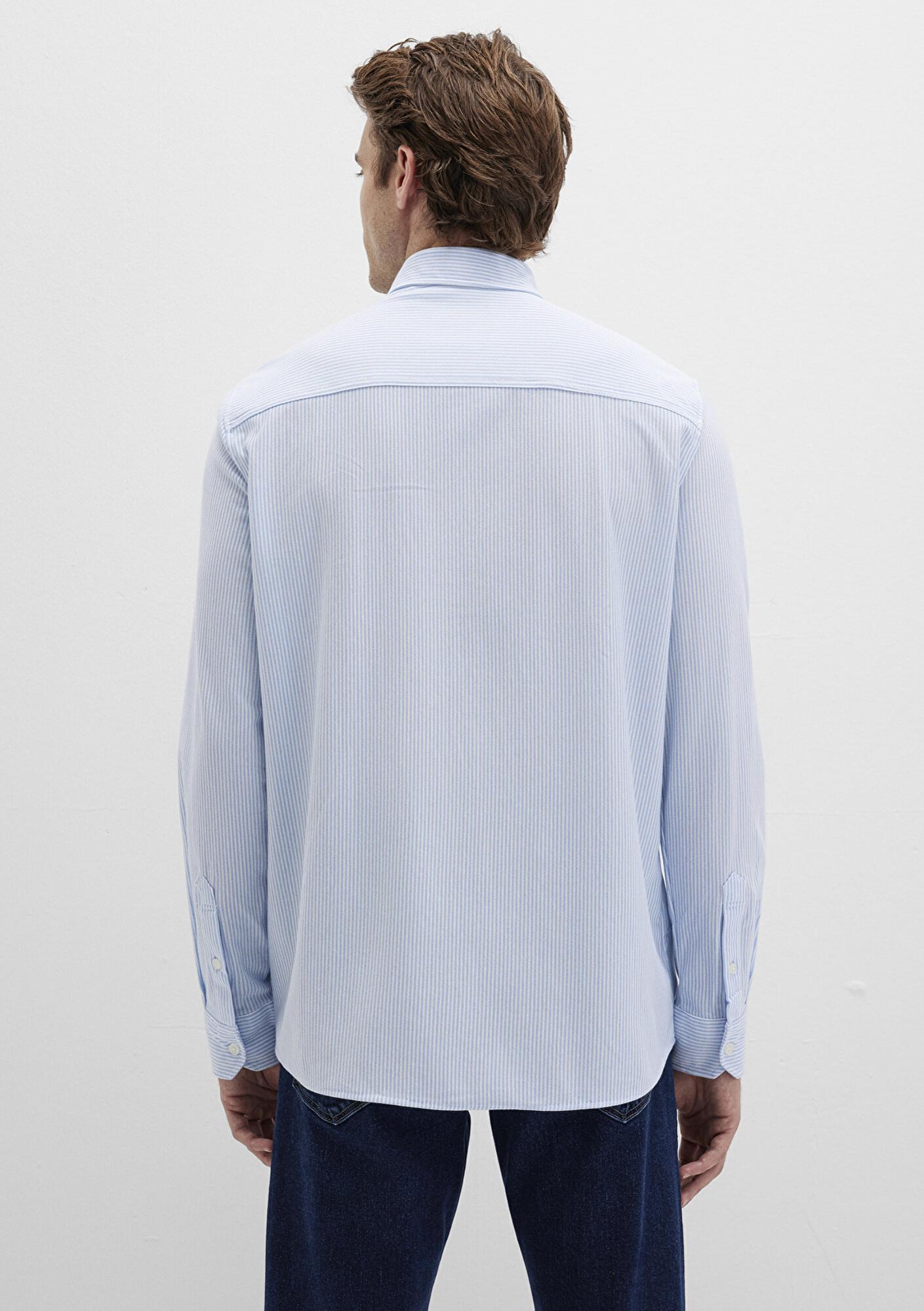 Mavi Çizgili Mavi Gömlek Slim Fit / Dar Kesim 0211402-88654