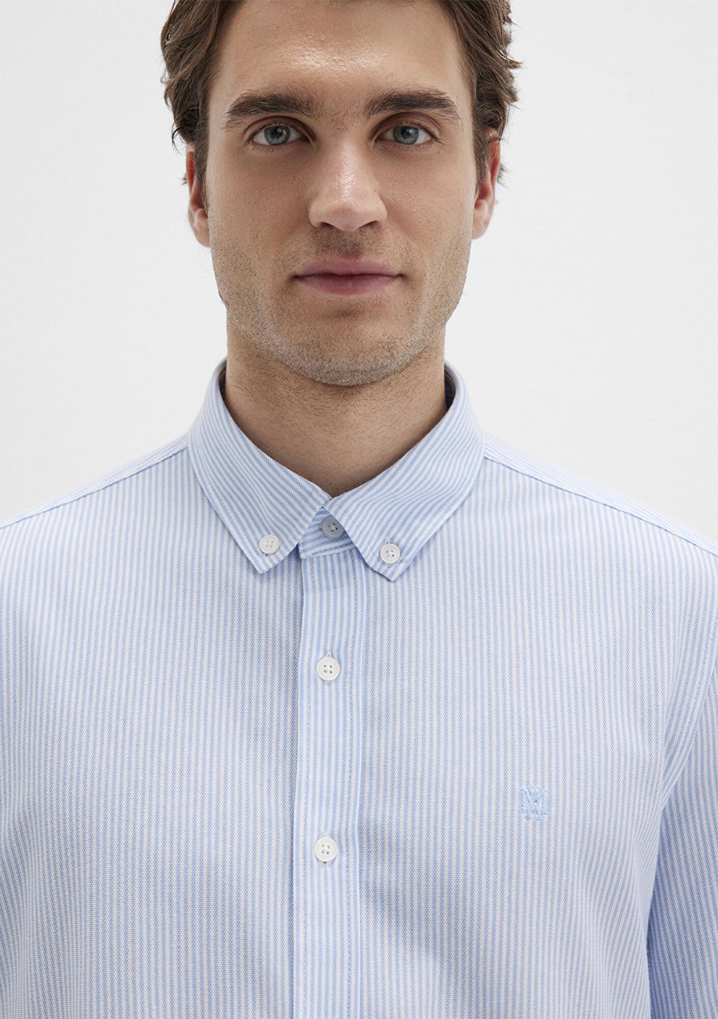 Mavi Çizgili Mavi Gömlek Slim Fit / Dar Kesim 0211402-88654