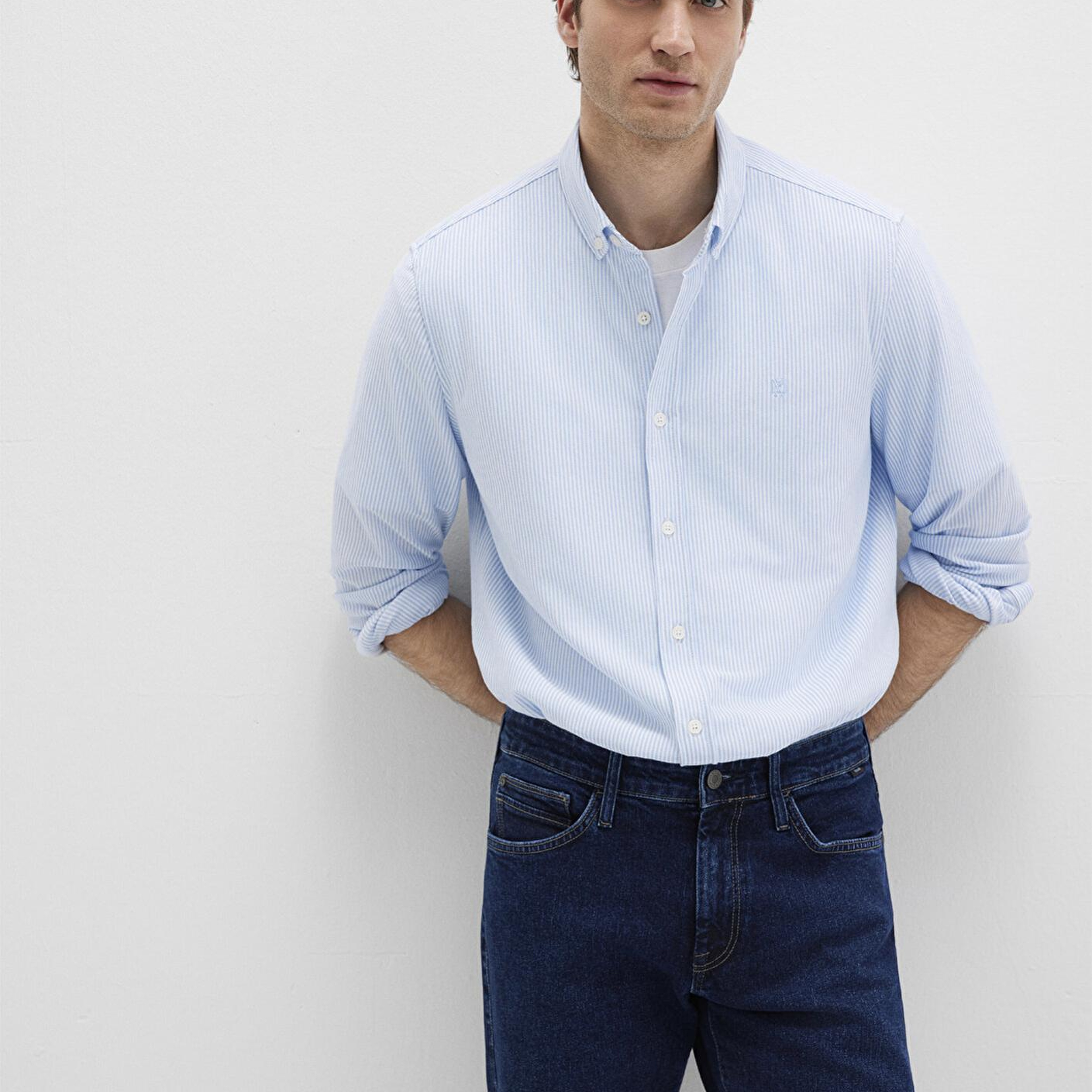 Mavi Çizgili Mavi Gömlek Slim Fit / Dar Kesim 0211402-88654