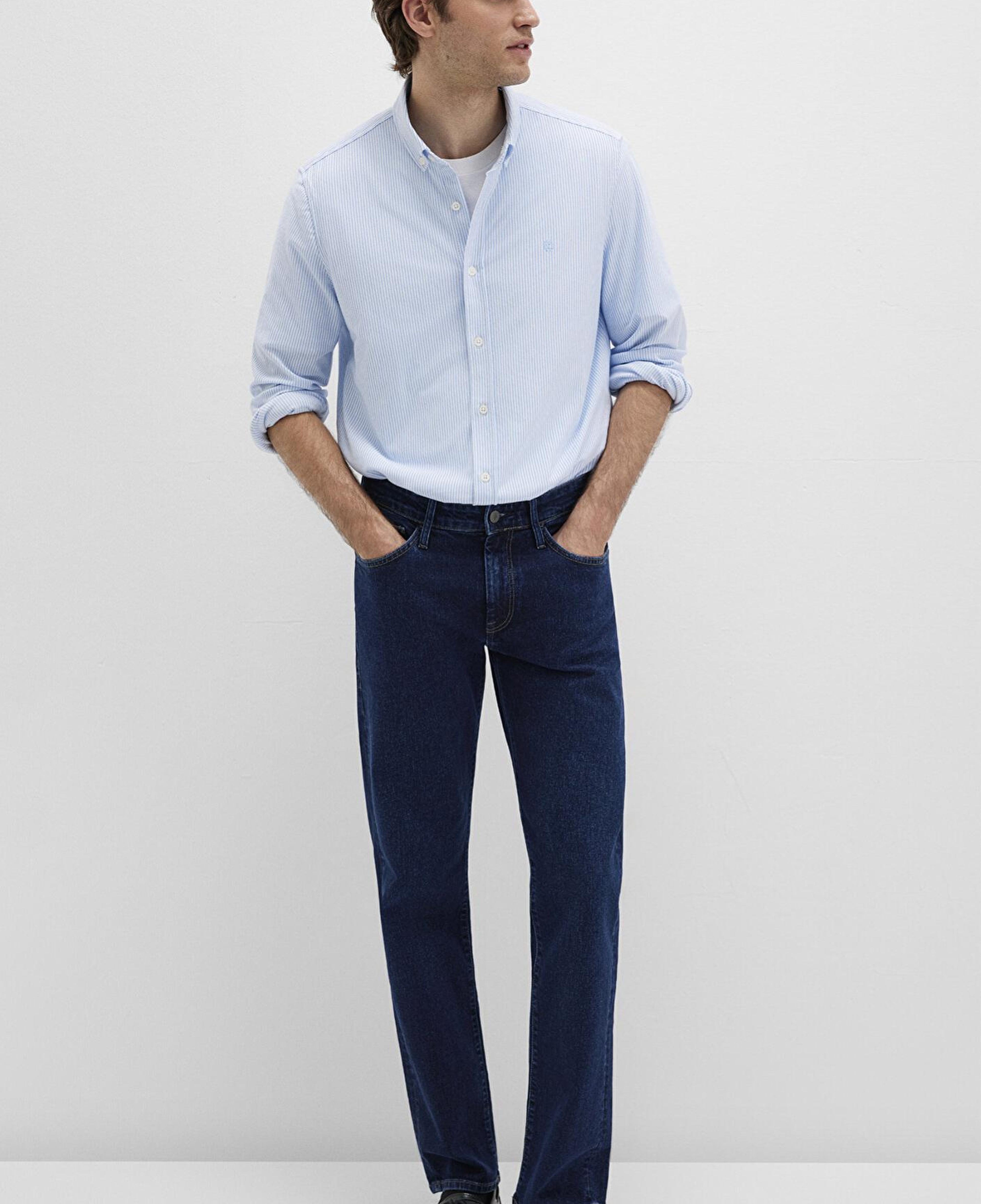 Mavi Çizgili Mavi Gömlek Slim Fit / Dar Kesim 0211402-88654