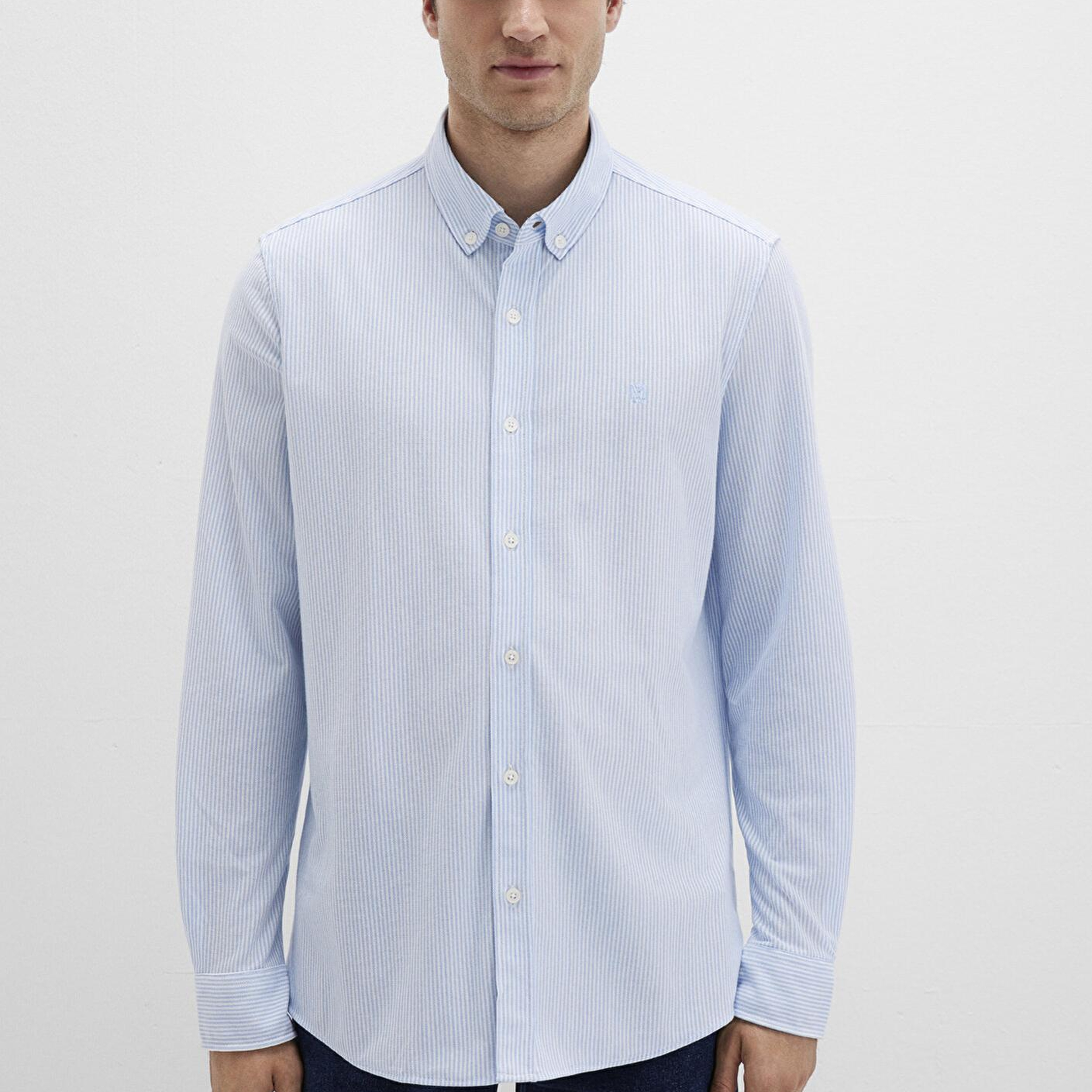 Mavi Çizgili Mavi Gömlek Slim Fit / Dar Kesim 0211402-88654