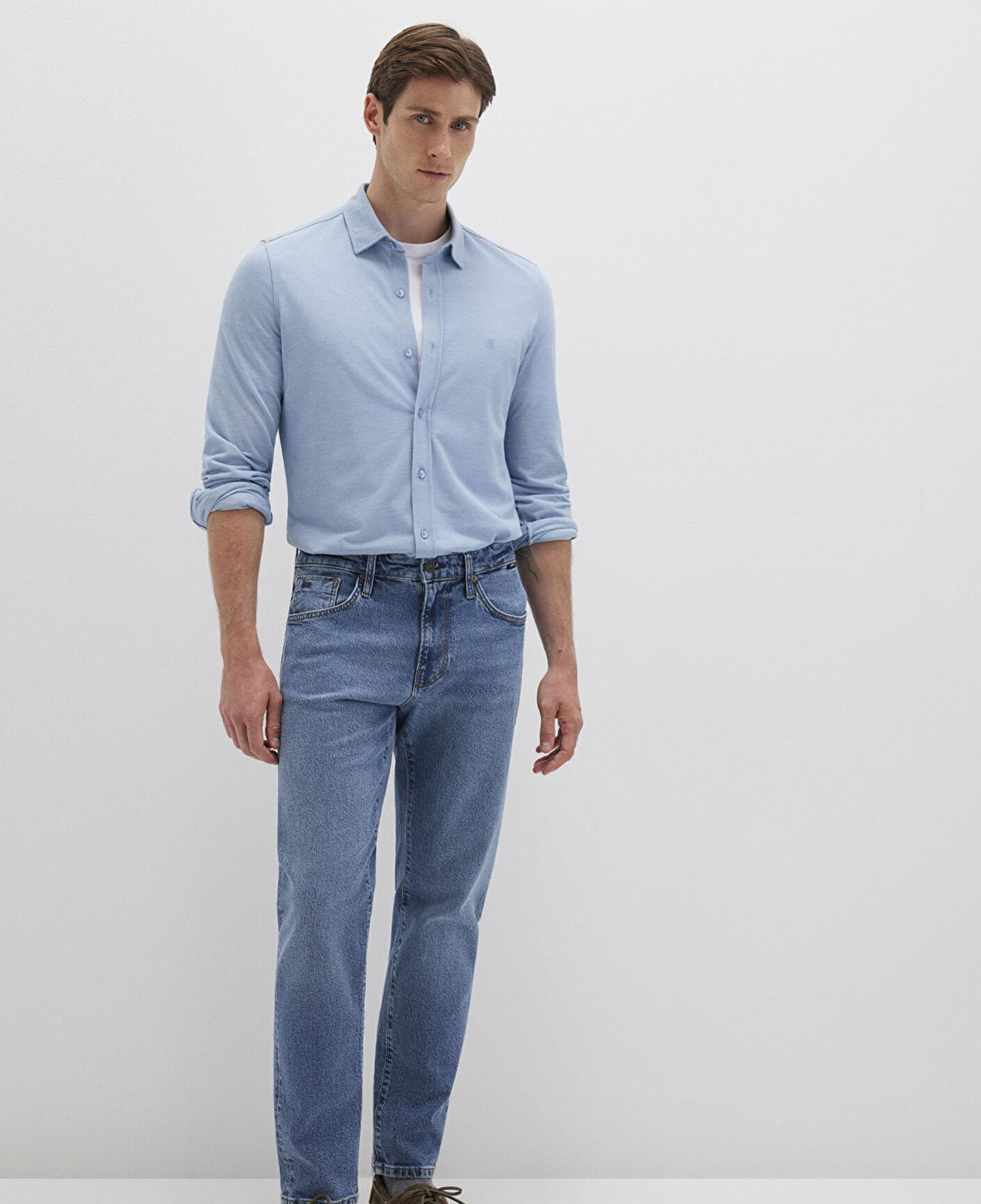 Mavi Mavi Örme Gömlek Fitted / Vücuda Oturan Kesim 0210294-70730