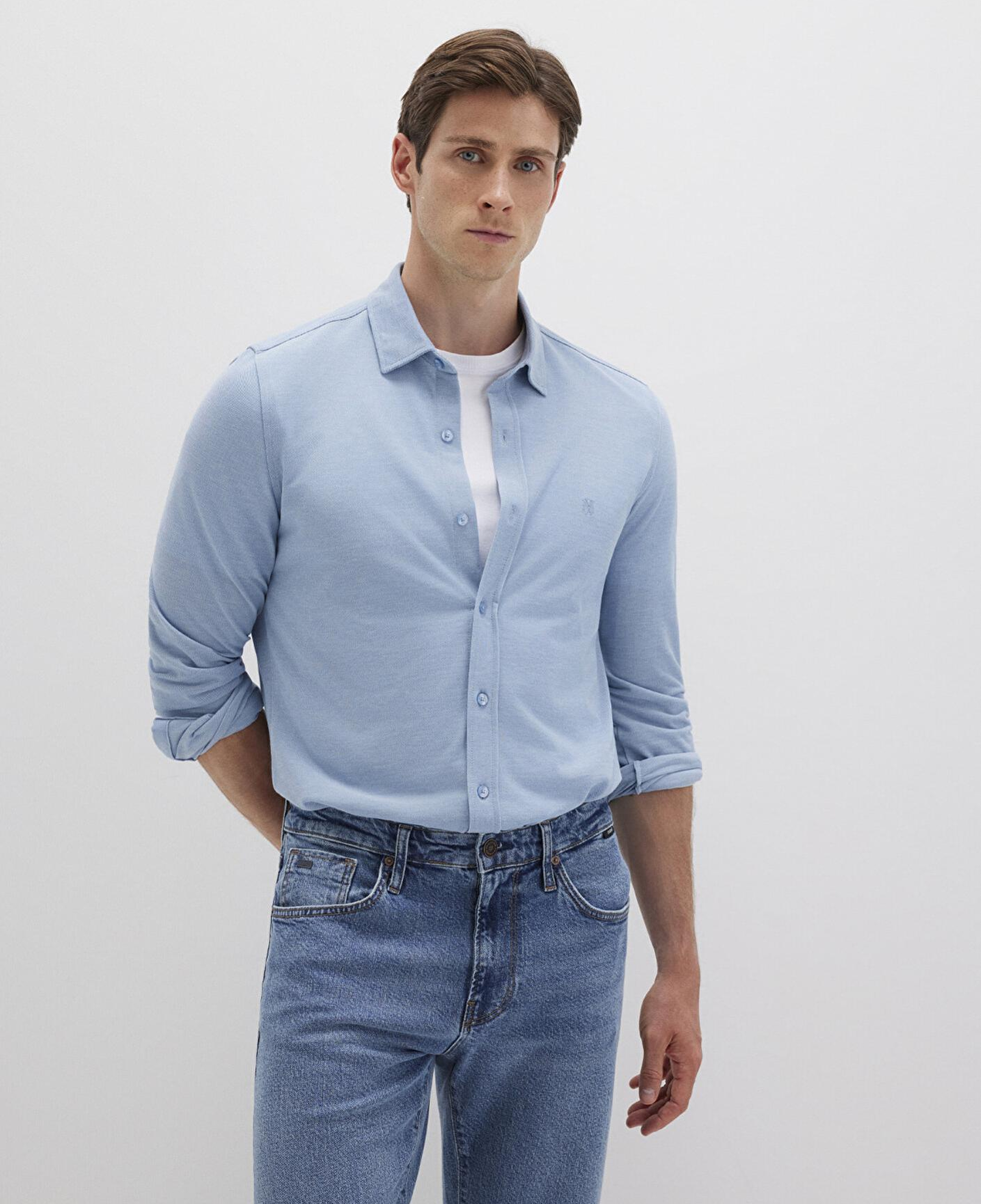 Mavi Mavi Örme Gömlek Fitted / Vücuda Oturan Kesim 0210294-70730