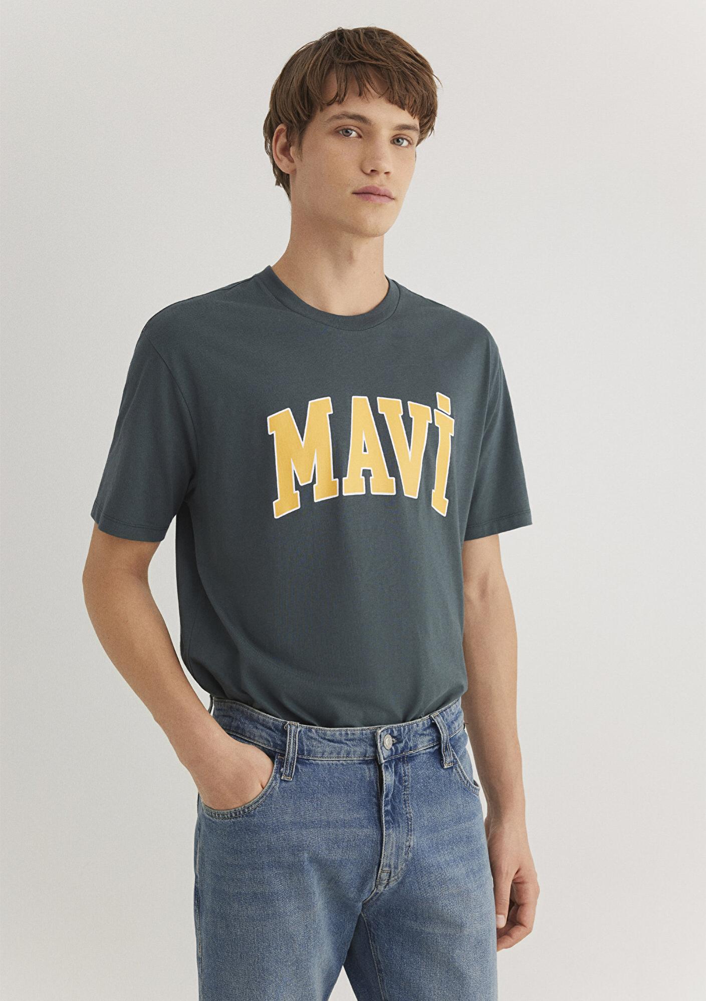 Mavi Mavi Logo Baskılı Yeşil Tişört Loose Fit / Bol Rahat Kesim 0611711-71598