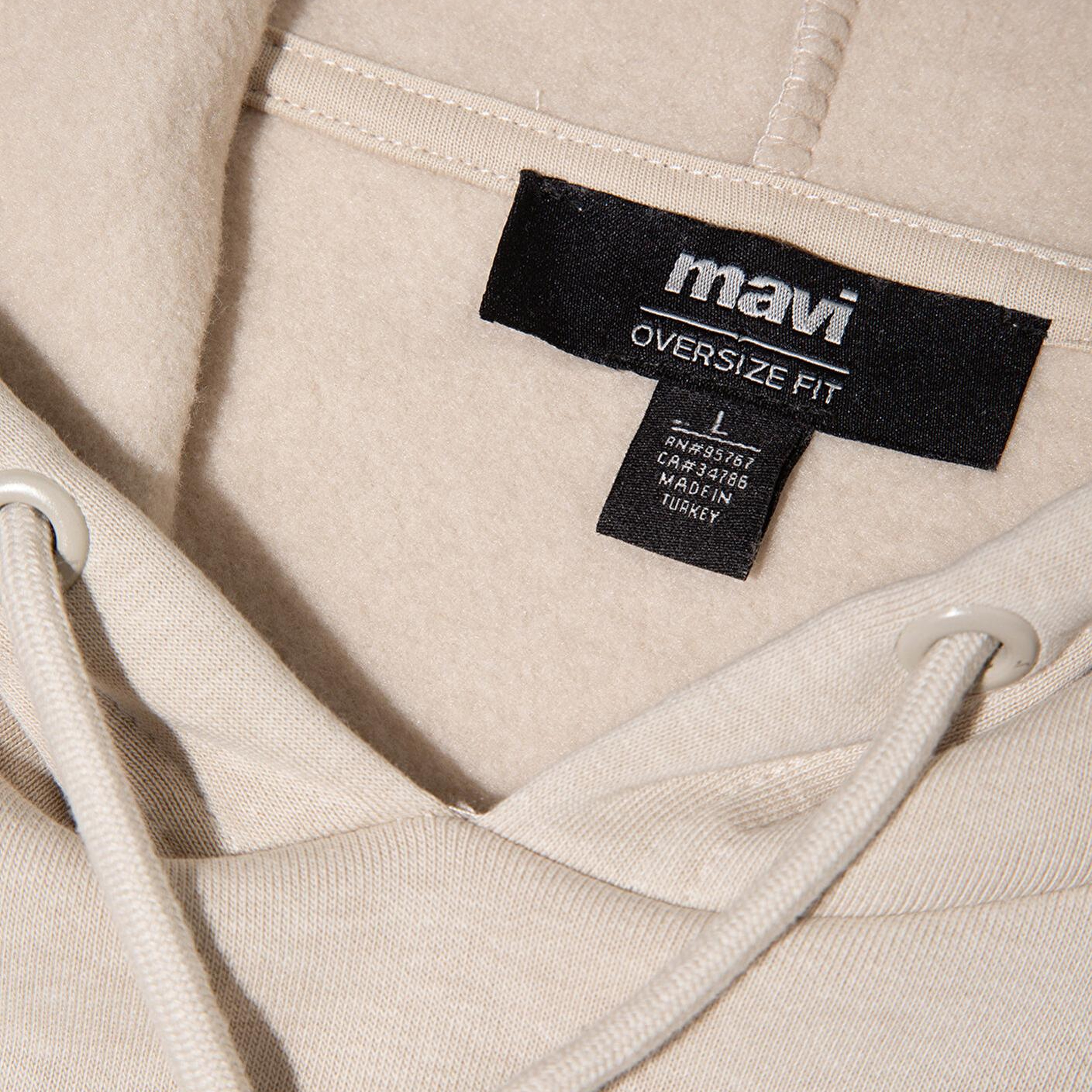 Mavi Mavi Logo Baskılı Kapüşonlu Bej Sweatshirt 067149-70004