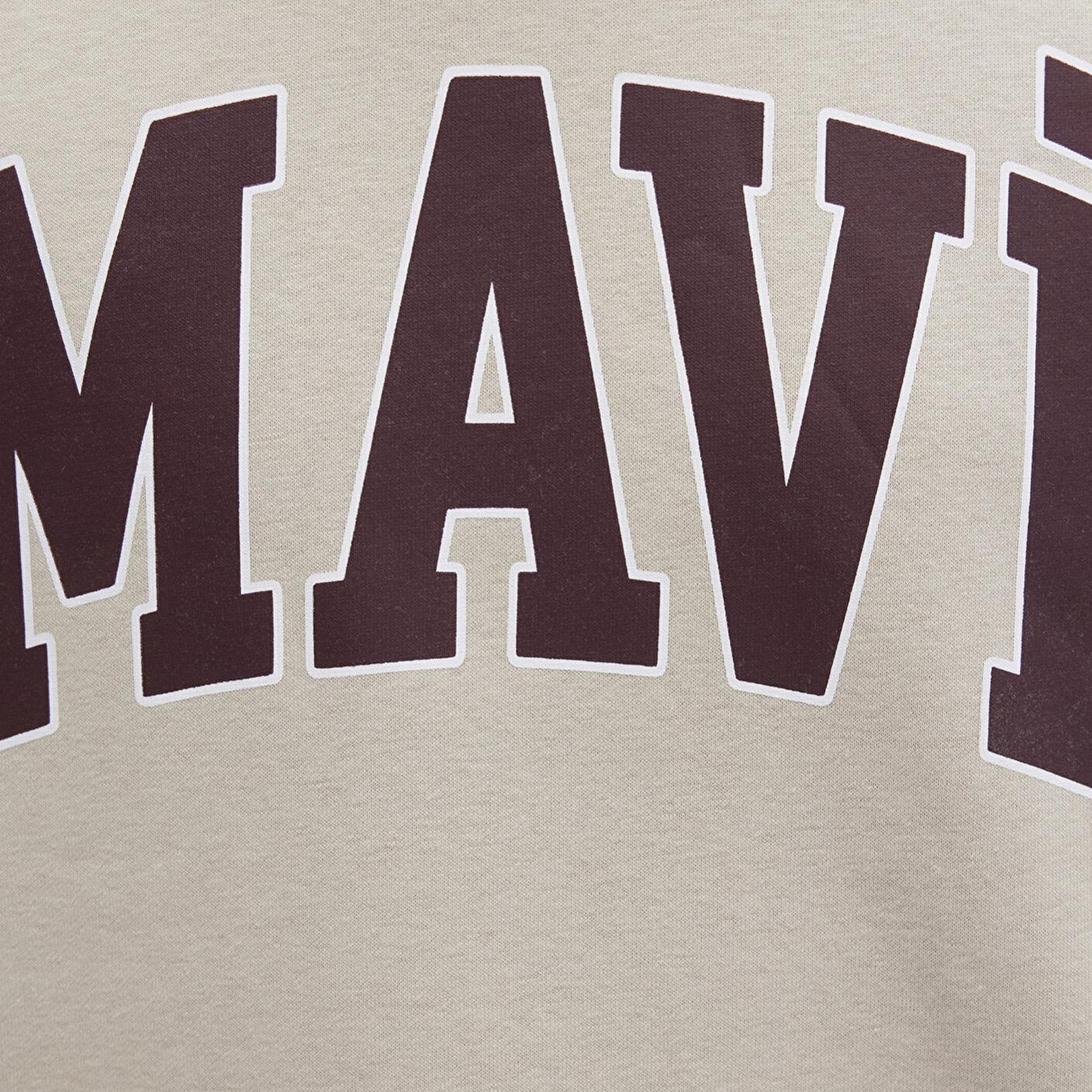 Mavi Mavi Logo Baskılı Kapüşonlu Bej Sweatshirt 067149-70004