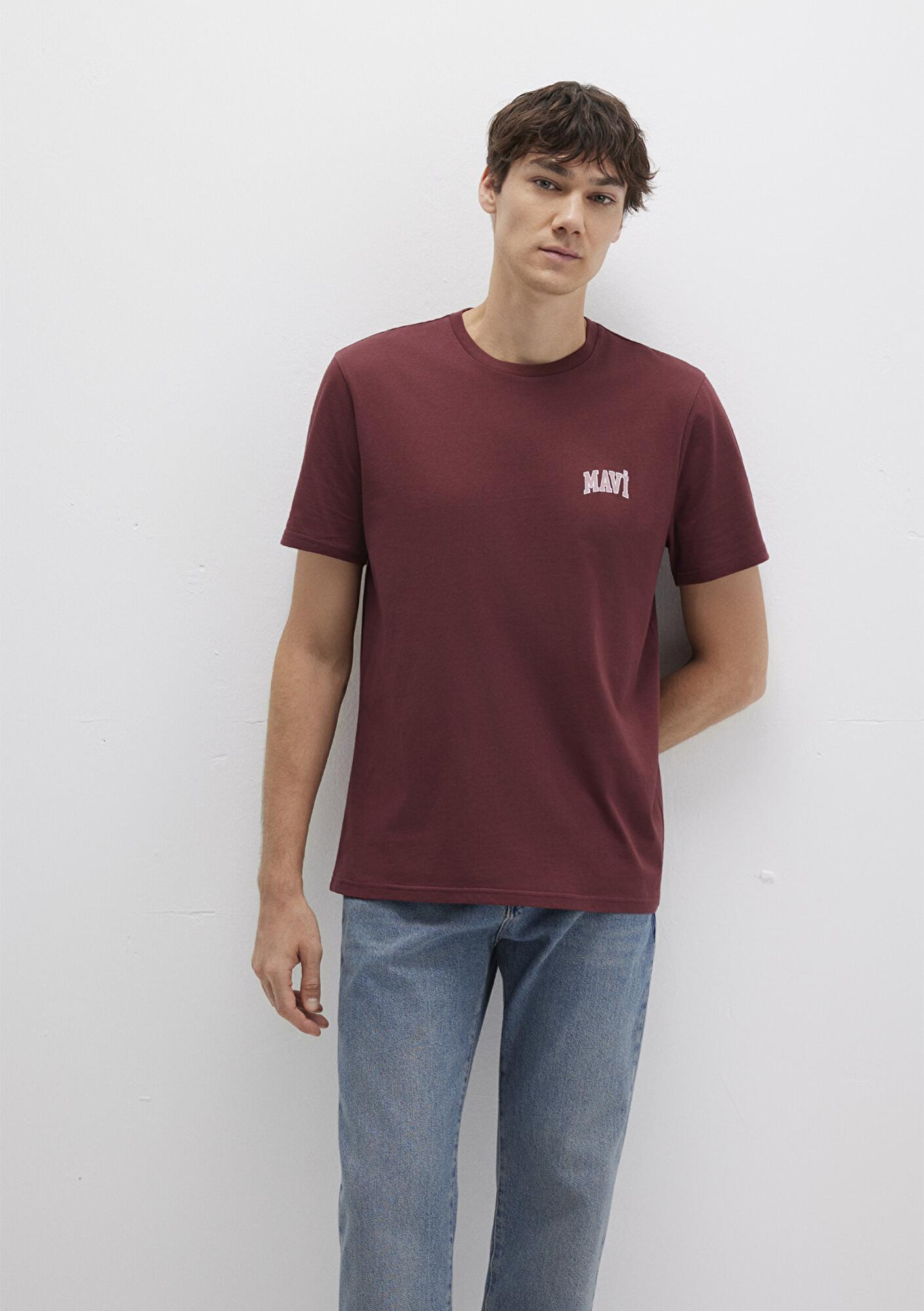 Mavi Mavi Logo Baskılı Bordo Tişört Regular Fit / Normal Kesim 0611714-70396