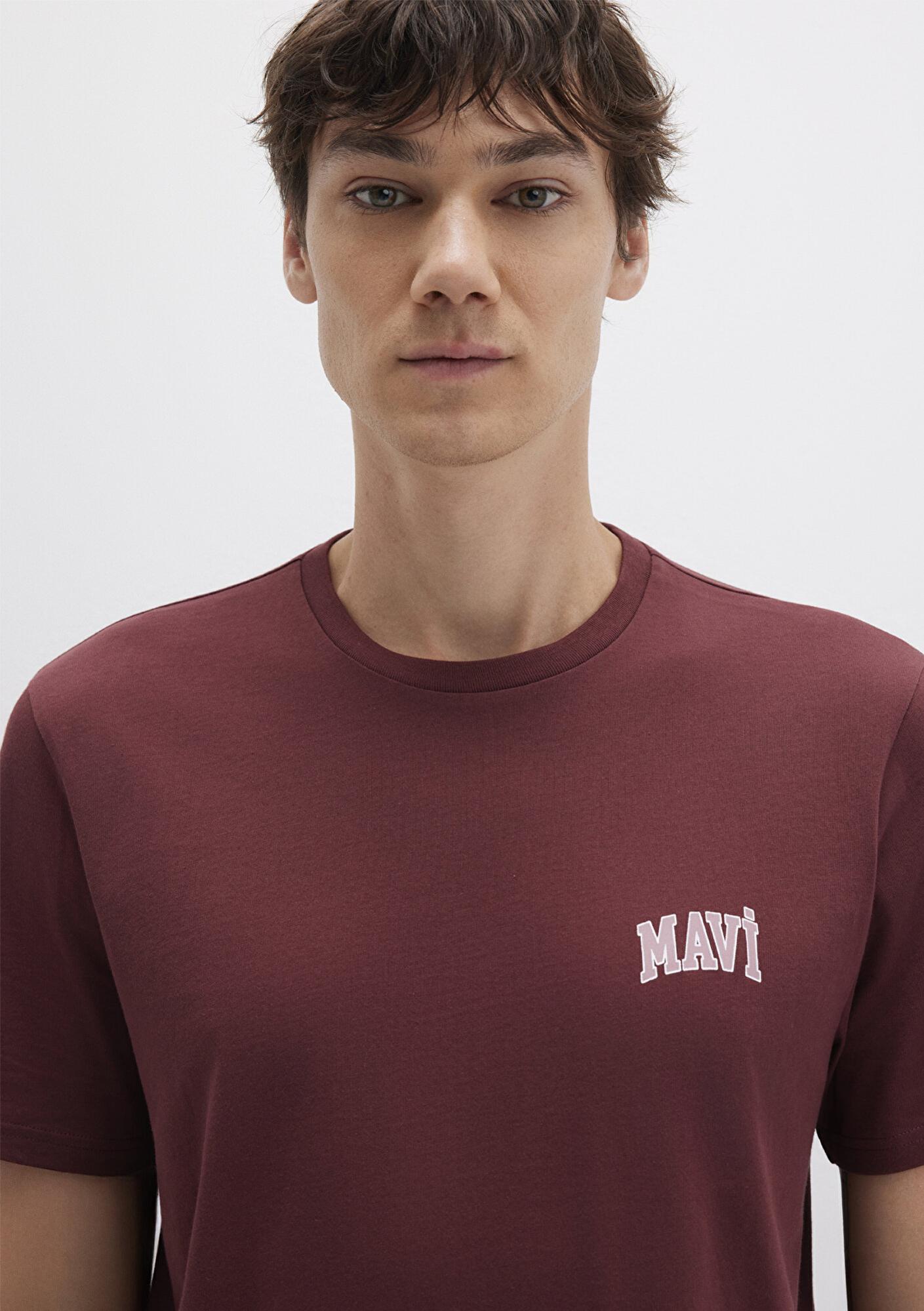 Mavi Mavi Logo Baskılı Bordo Tişört Regular Fit / Normal Kesim 0611714-70396