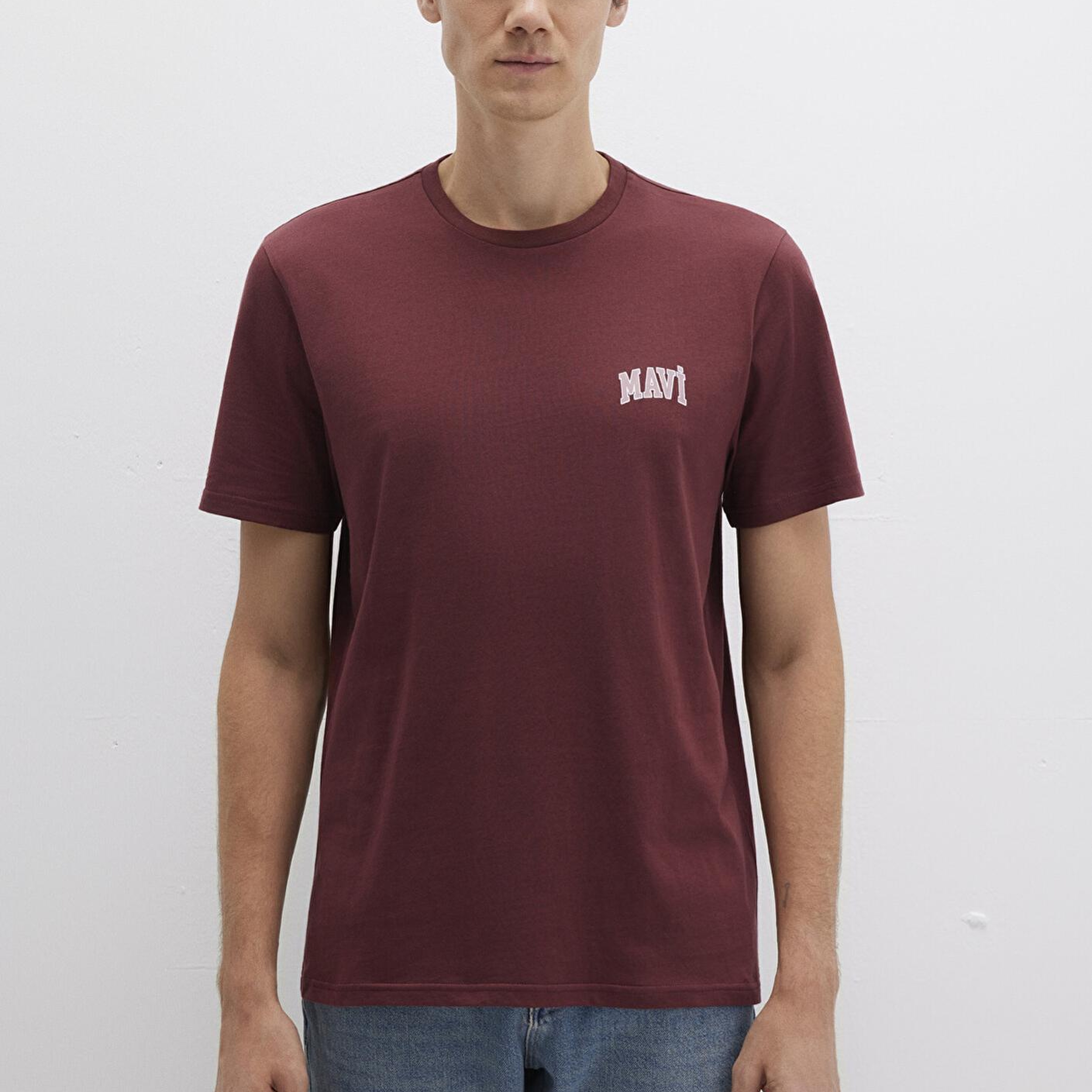 Mavi Mavi Logo Baskılı Bordo Tişört Regular Fit / Normal Kesim 0611714-70396