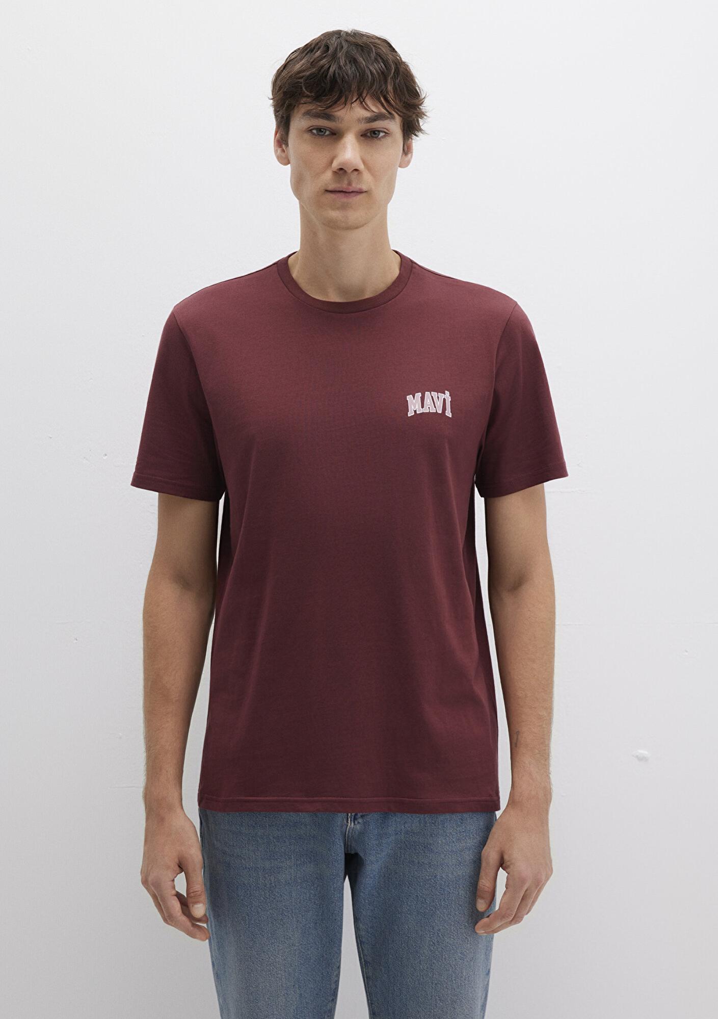 Mavi Mavi Logo Baskılı Bordo Tişört Regular Fit / Normal Kesim 0611714-70396