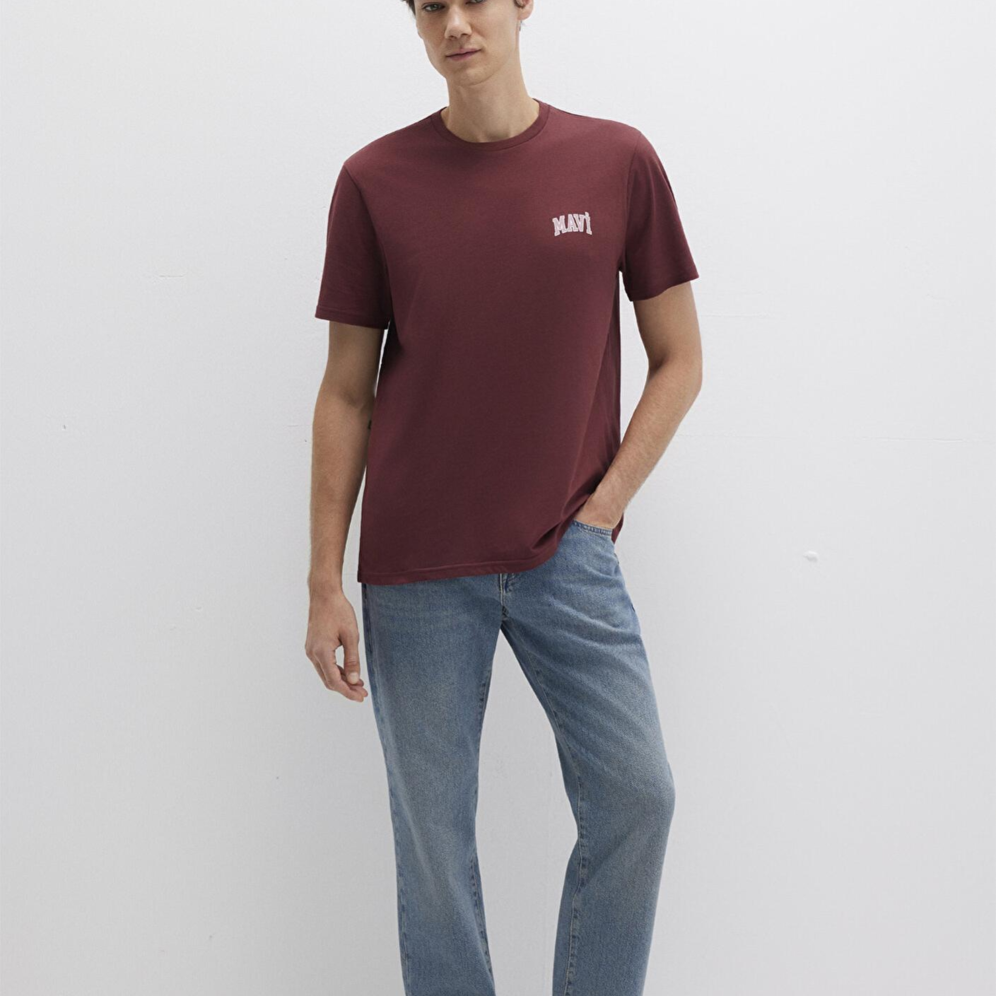 Mavi Mavi Logo Baskılı Bordo Tişört Regular Fit / Normal Kesim 0611714-70396