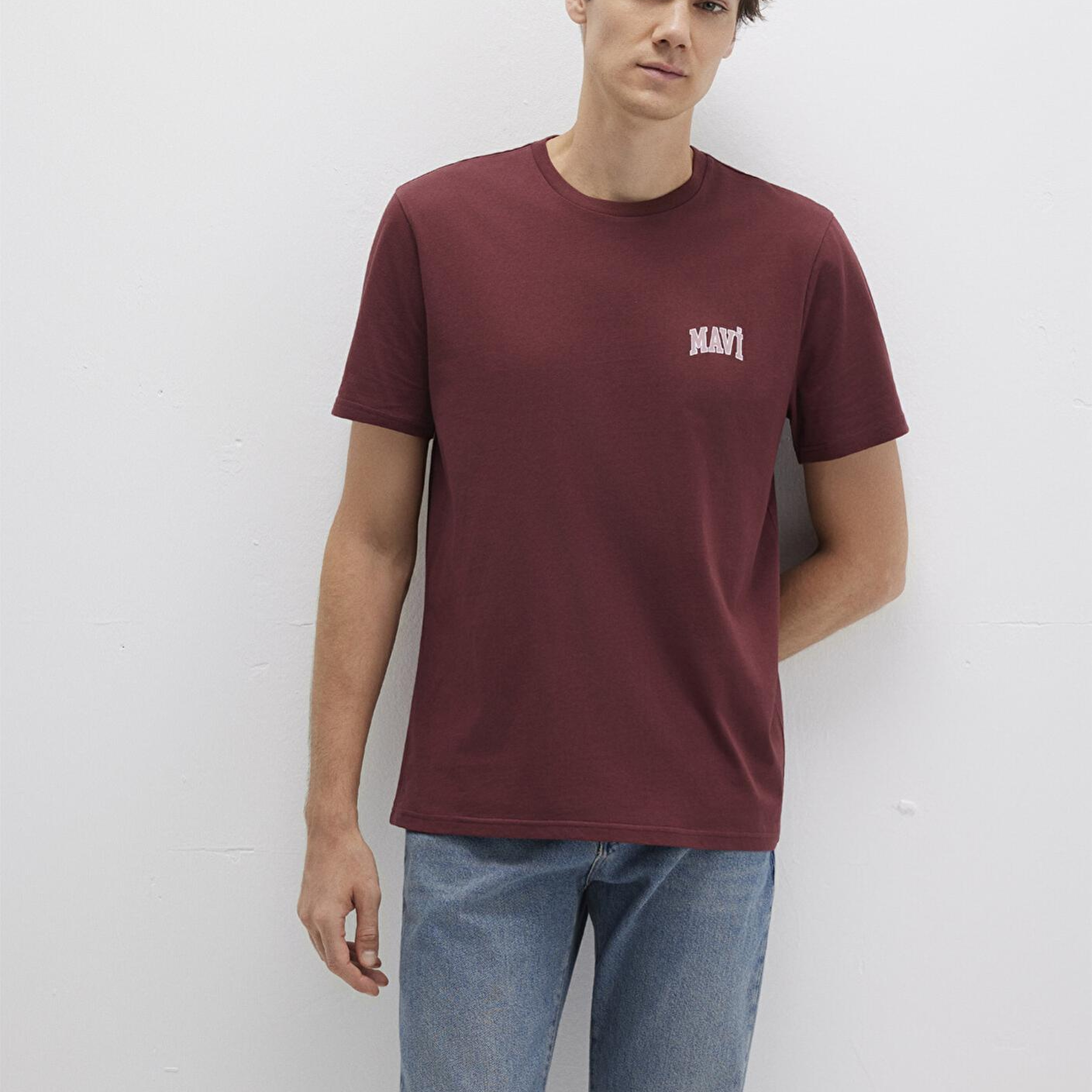 Mavi Mavi Logo Baskılı Bordo Tişört Regular Fit / Normal Kesim 0611714-70396