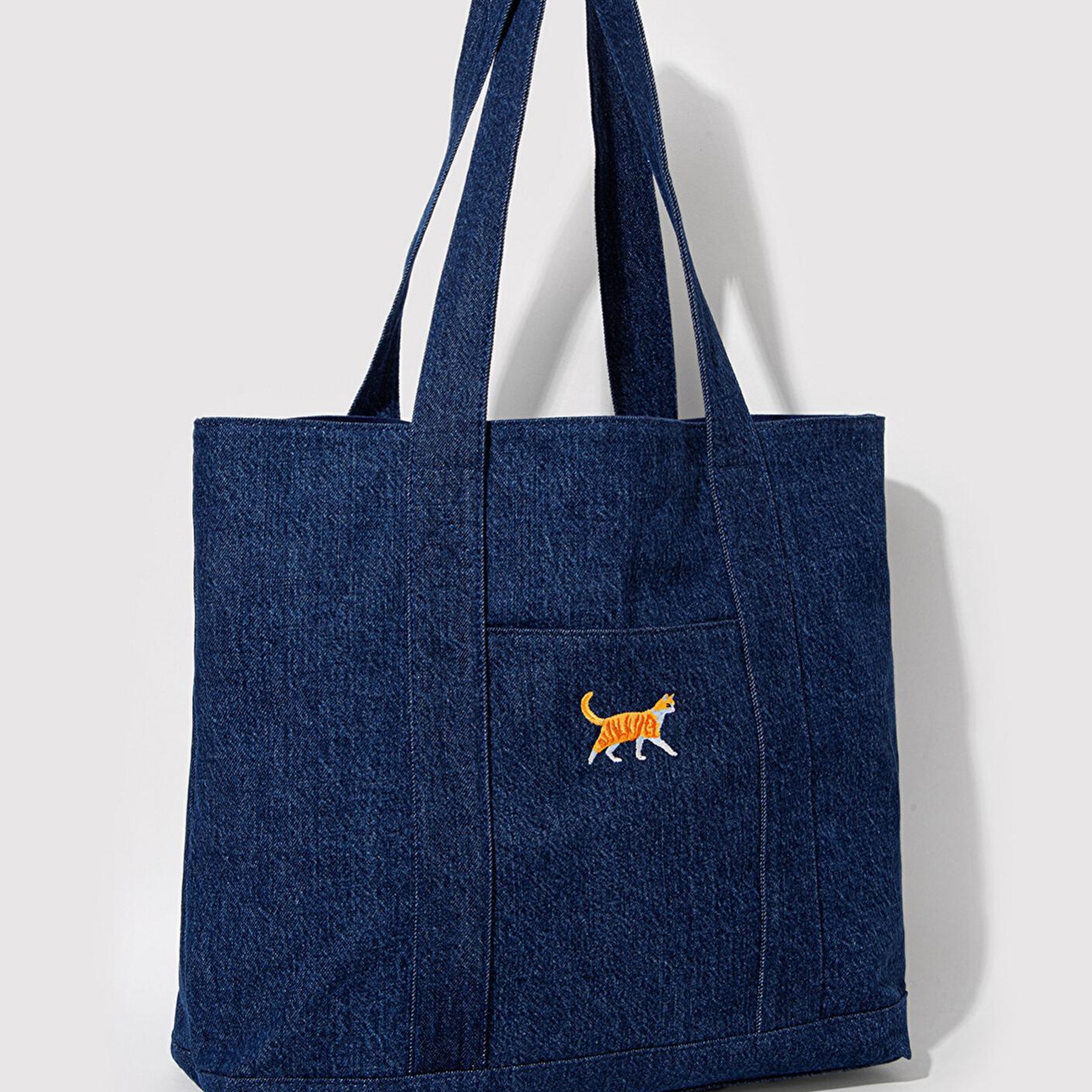 Mavi Kedi Nakışlı Denim Omuz Çantası 1913283-10241