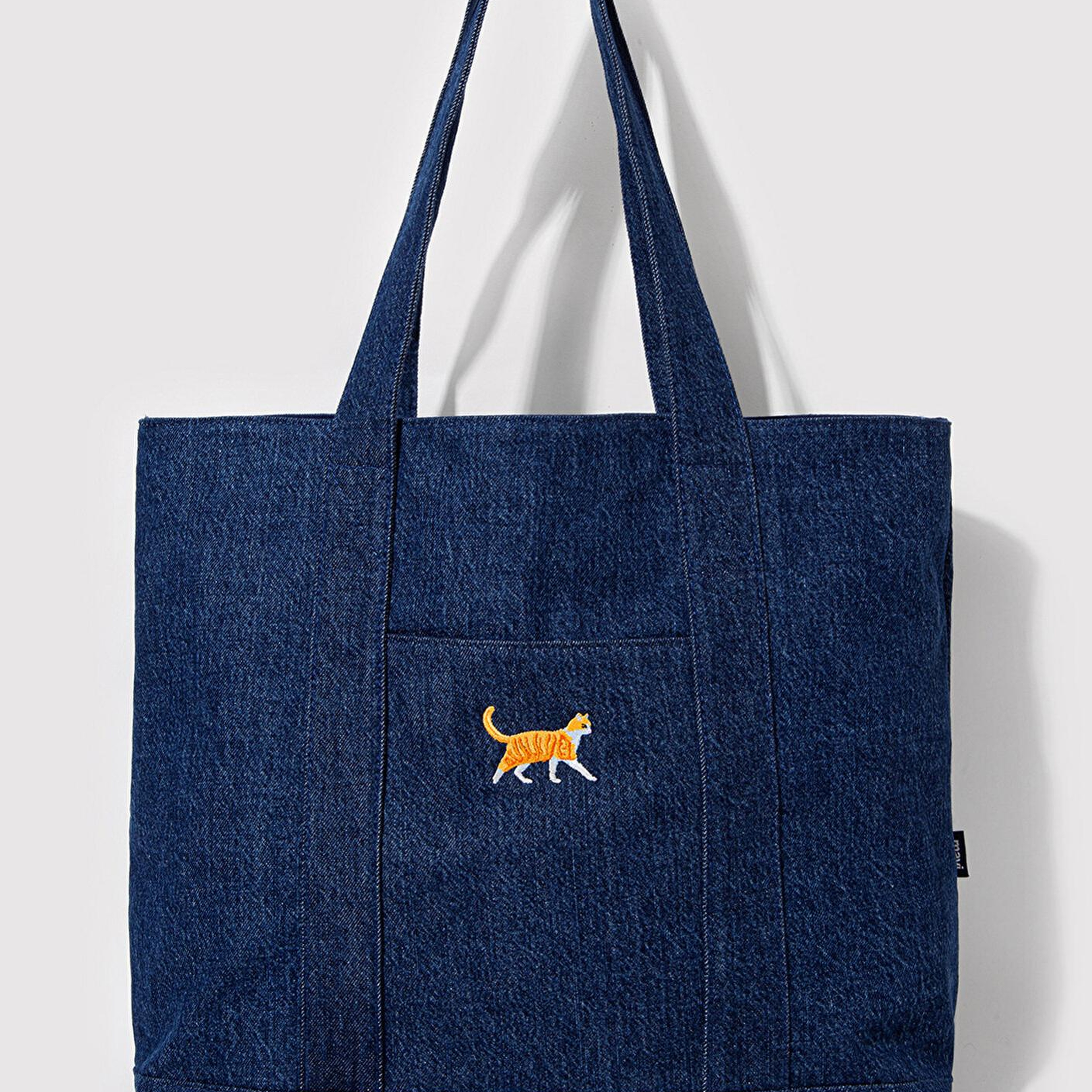 Mavi Kedi Nakışlı Denim Omuz Çantası 1913283-10241