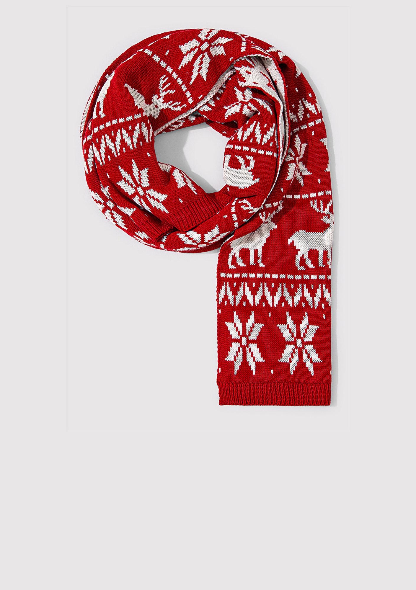 Mavi Yılbaşı Temalı Kırmızı Atkı 1913221-82054