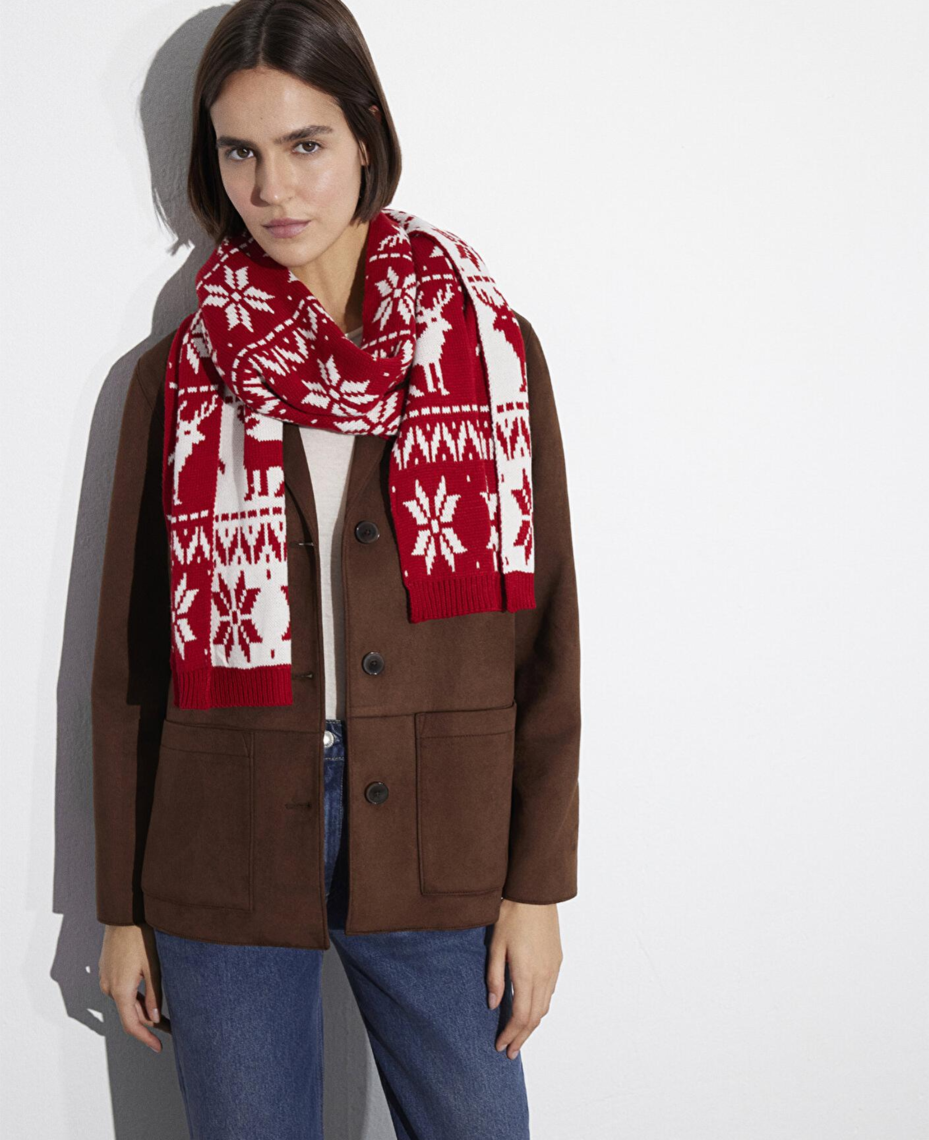 Mavi Yılbaşı Temalı Kırmızı Atkı 1913221-82054