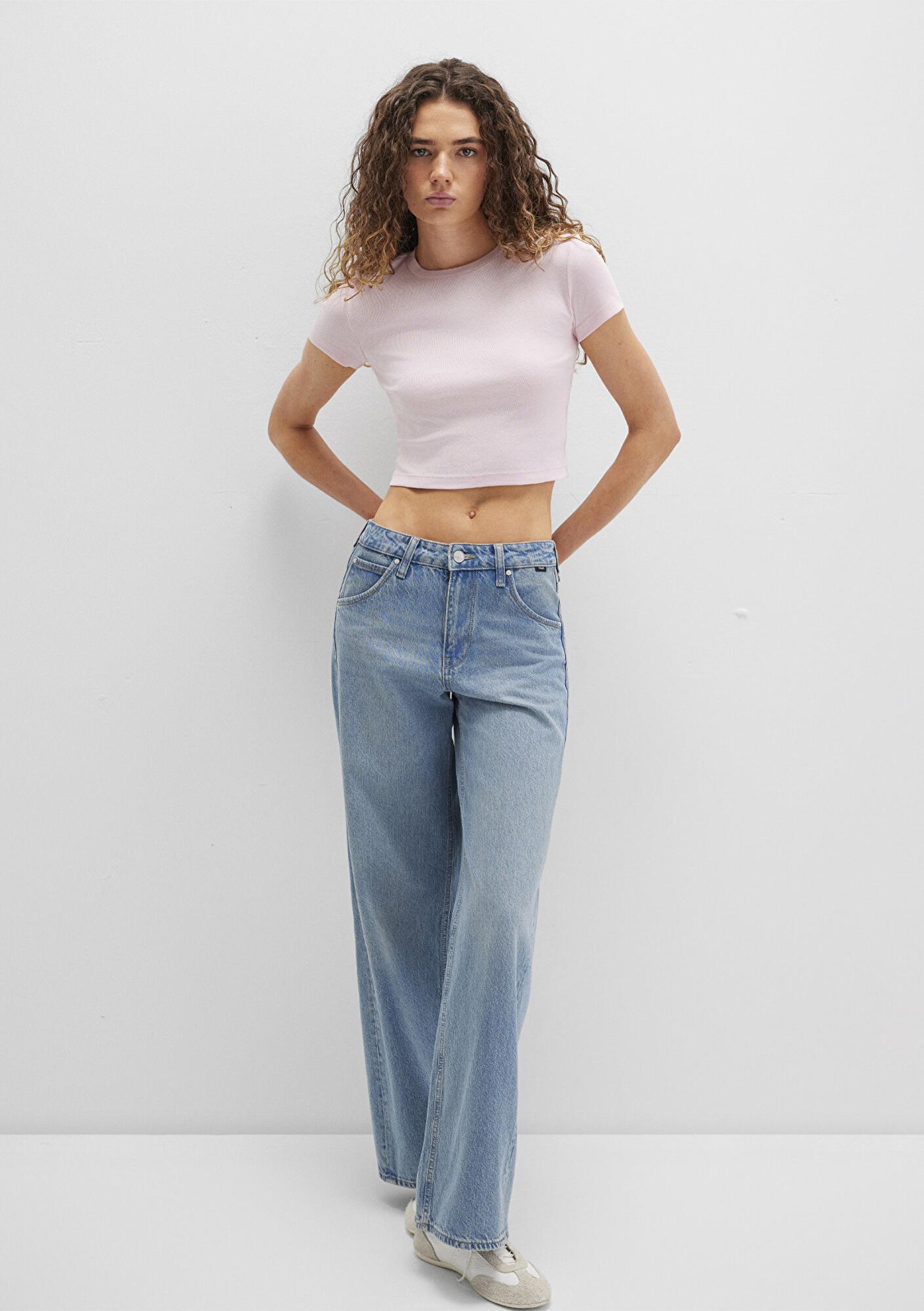 Mavi Pembe Basic Crop Tişört Crop / Kısa Kesim 1600814-89200