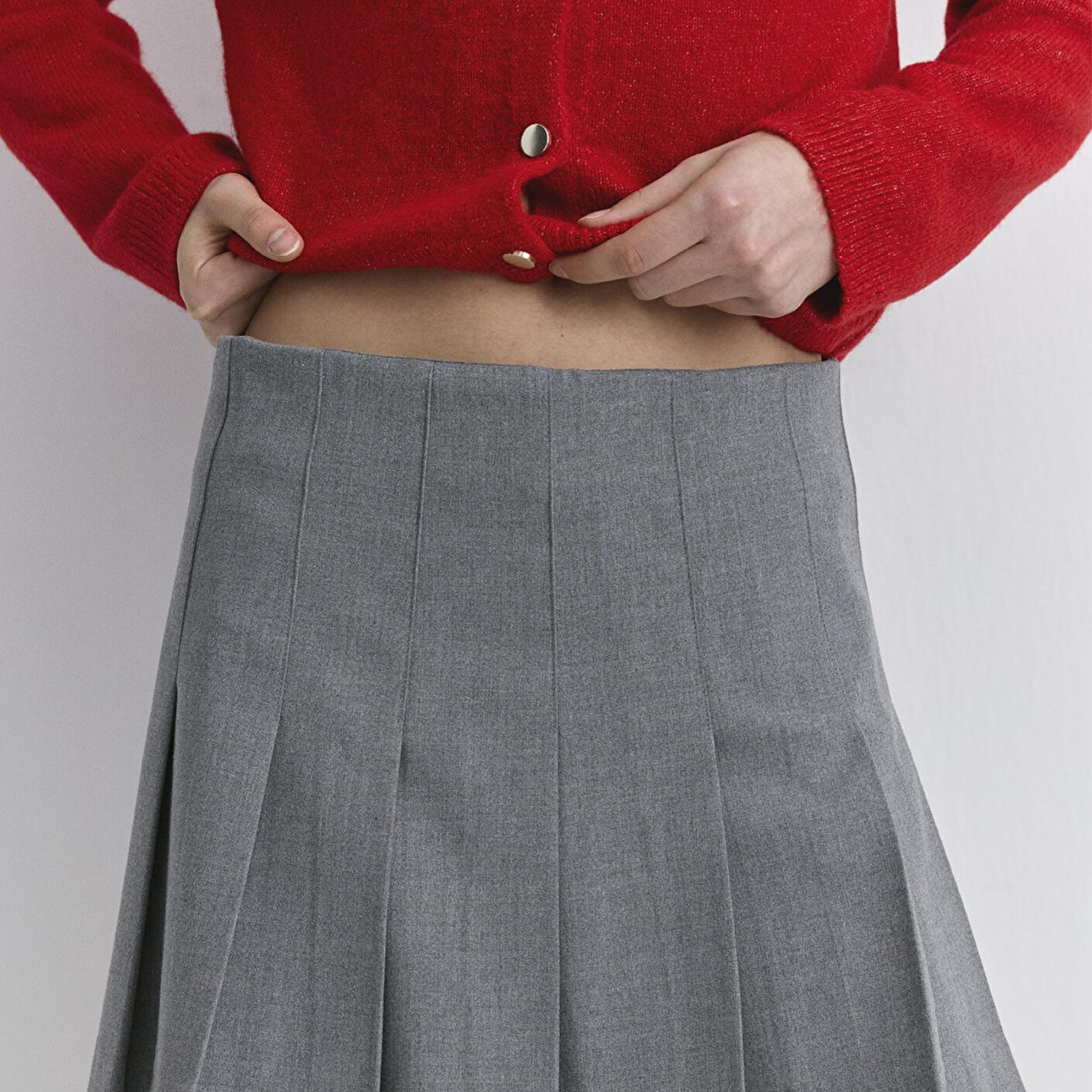 Mavi Pileli Gri Etek 1310622-88468