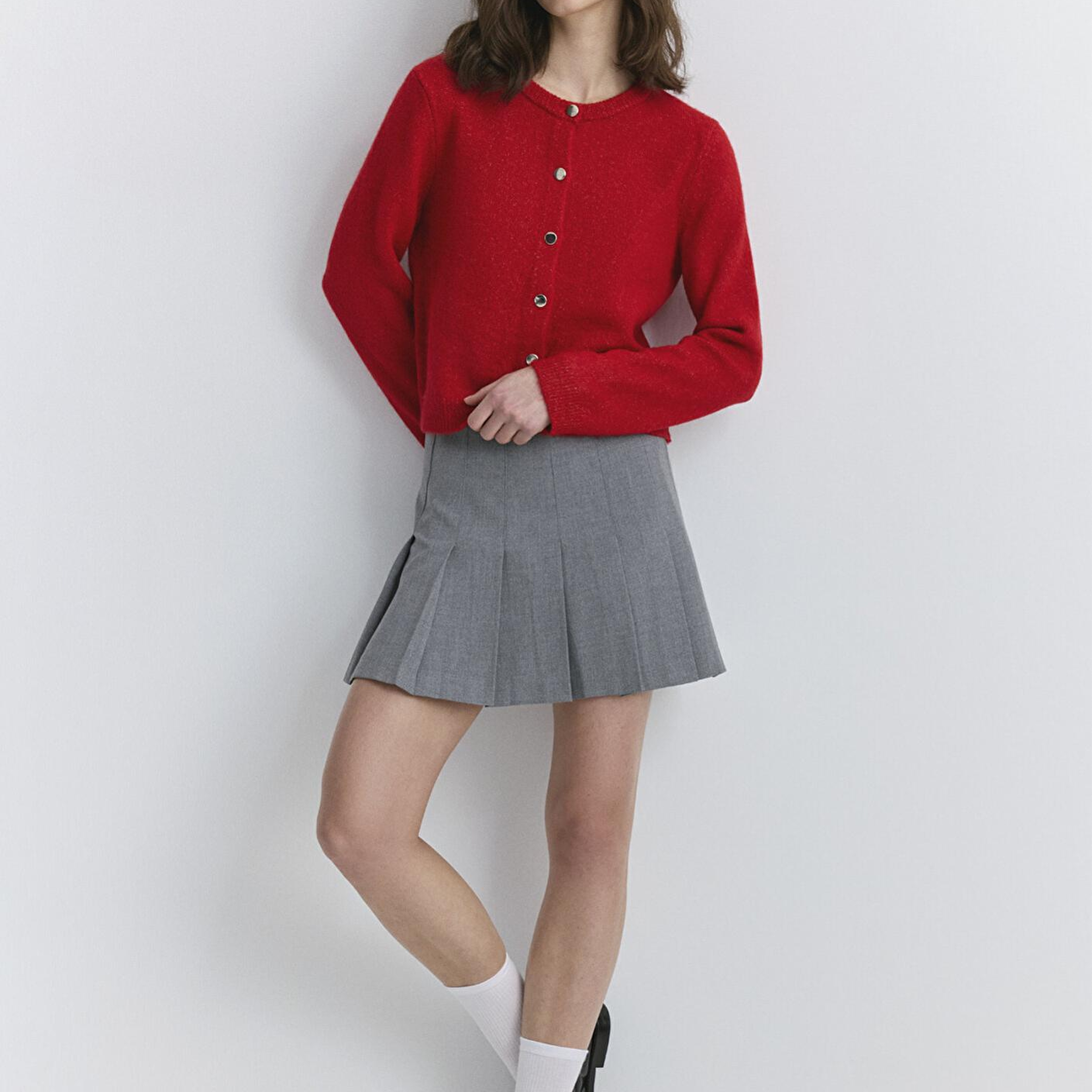 Mavi Pileli Gri Etek 1310622-88468