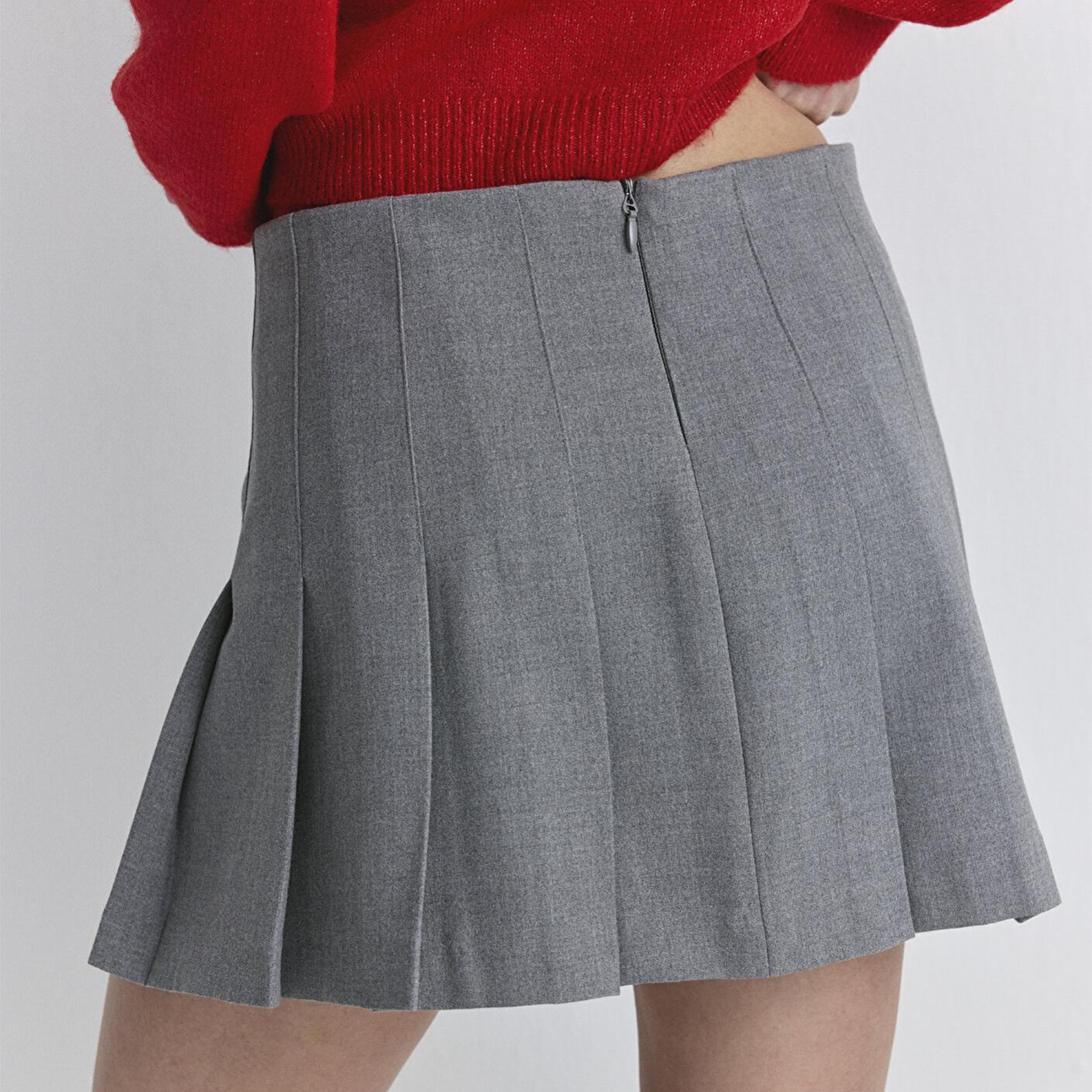 Mavi Pileli Gri Etek 1310622-88468