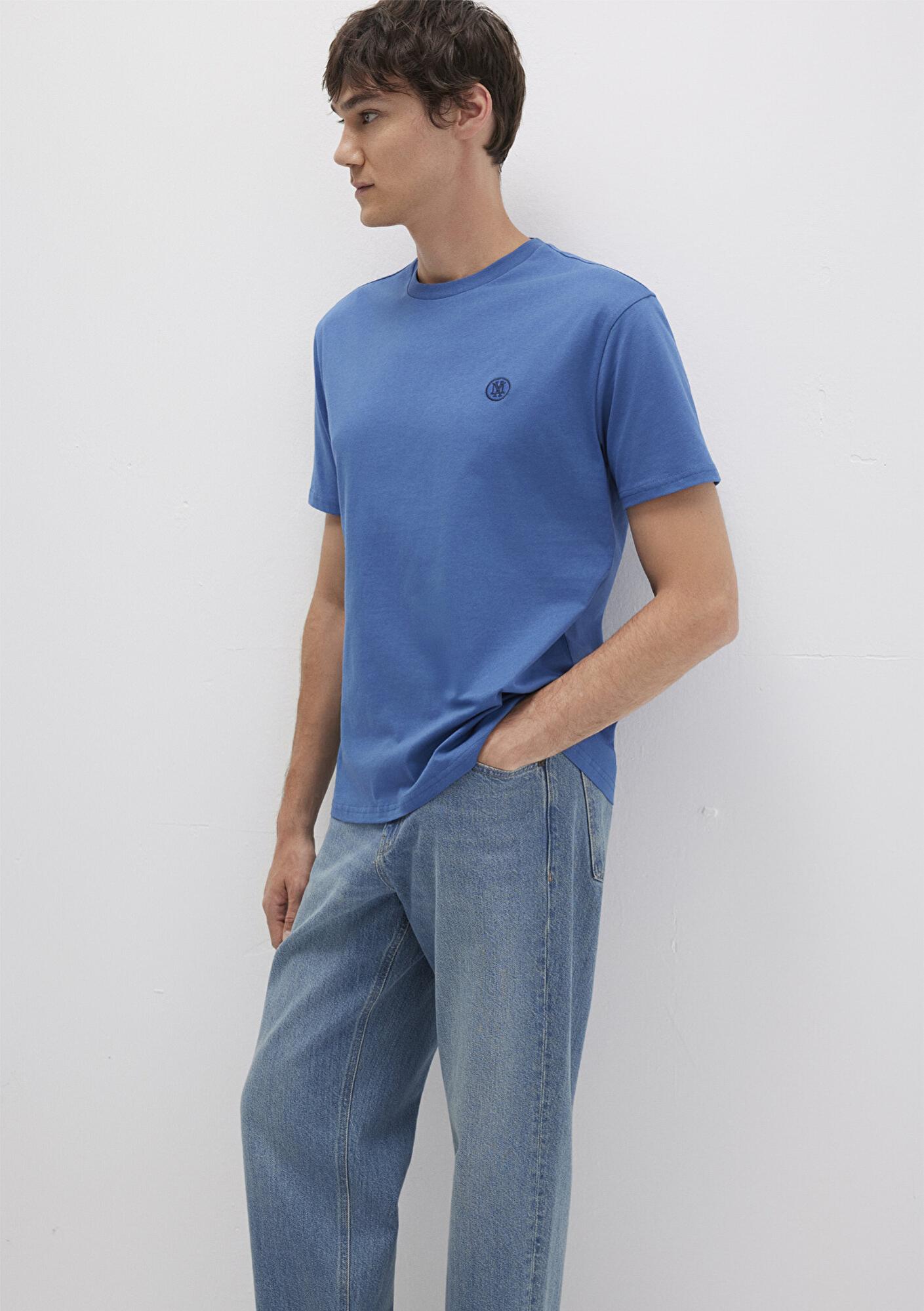 Mavi Mavi Logo İşlemeli Mavi Basic Tişört Loose Fit / Bol Rahat Kesim 067074-70719