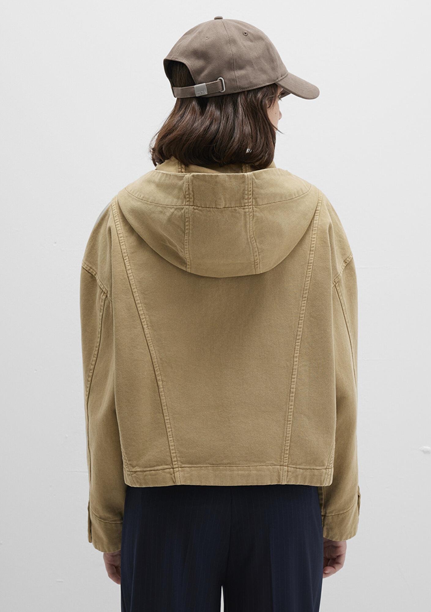 Mavi Cep Detaylı Bej Ceket Oversize / Geniş Kesim 1110605-70204