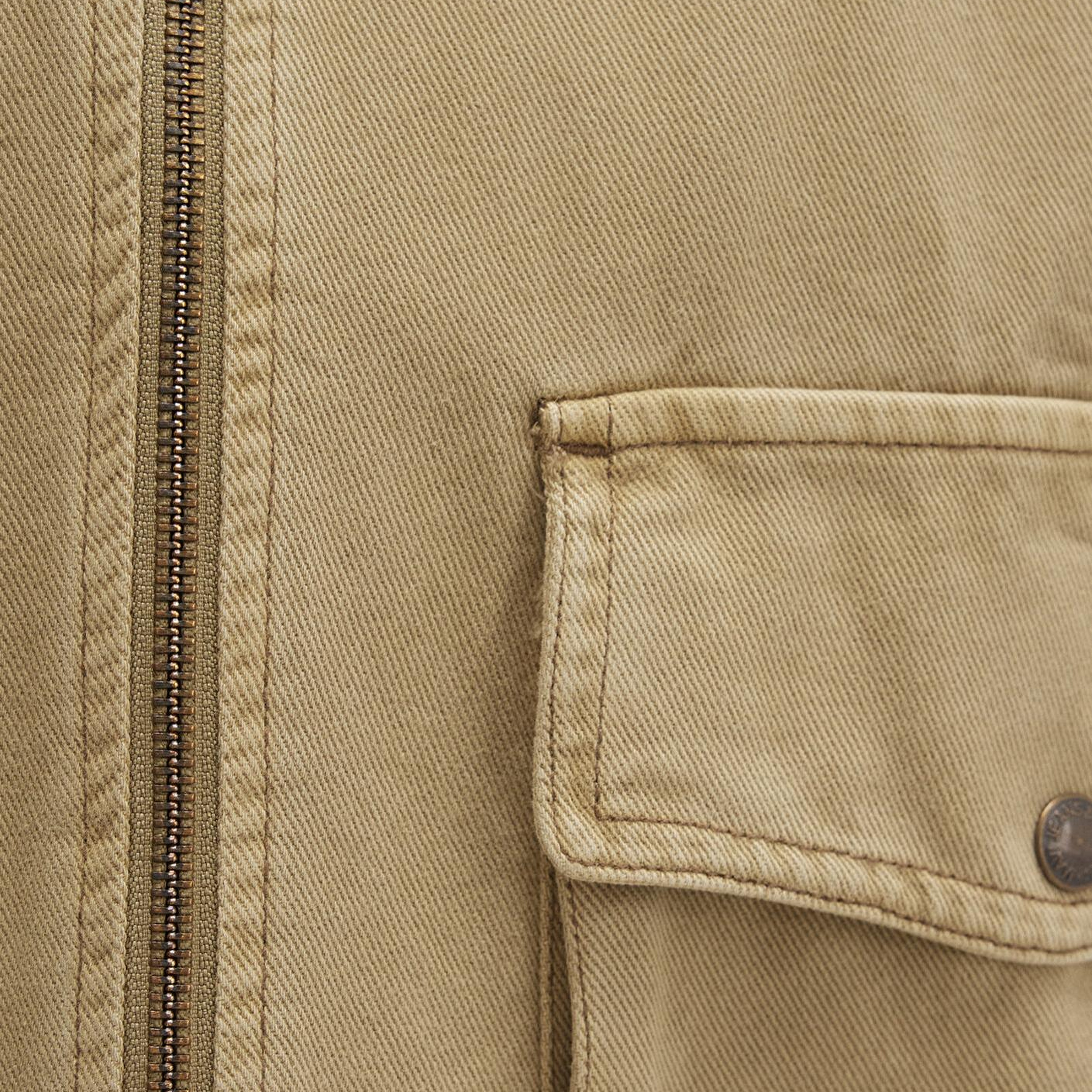 Mavi Cep Detaylı Bej Ceket Oversize / Geniş Kesim 1110605-70204