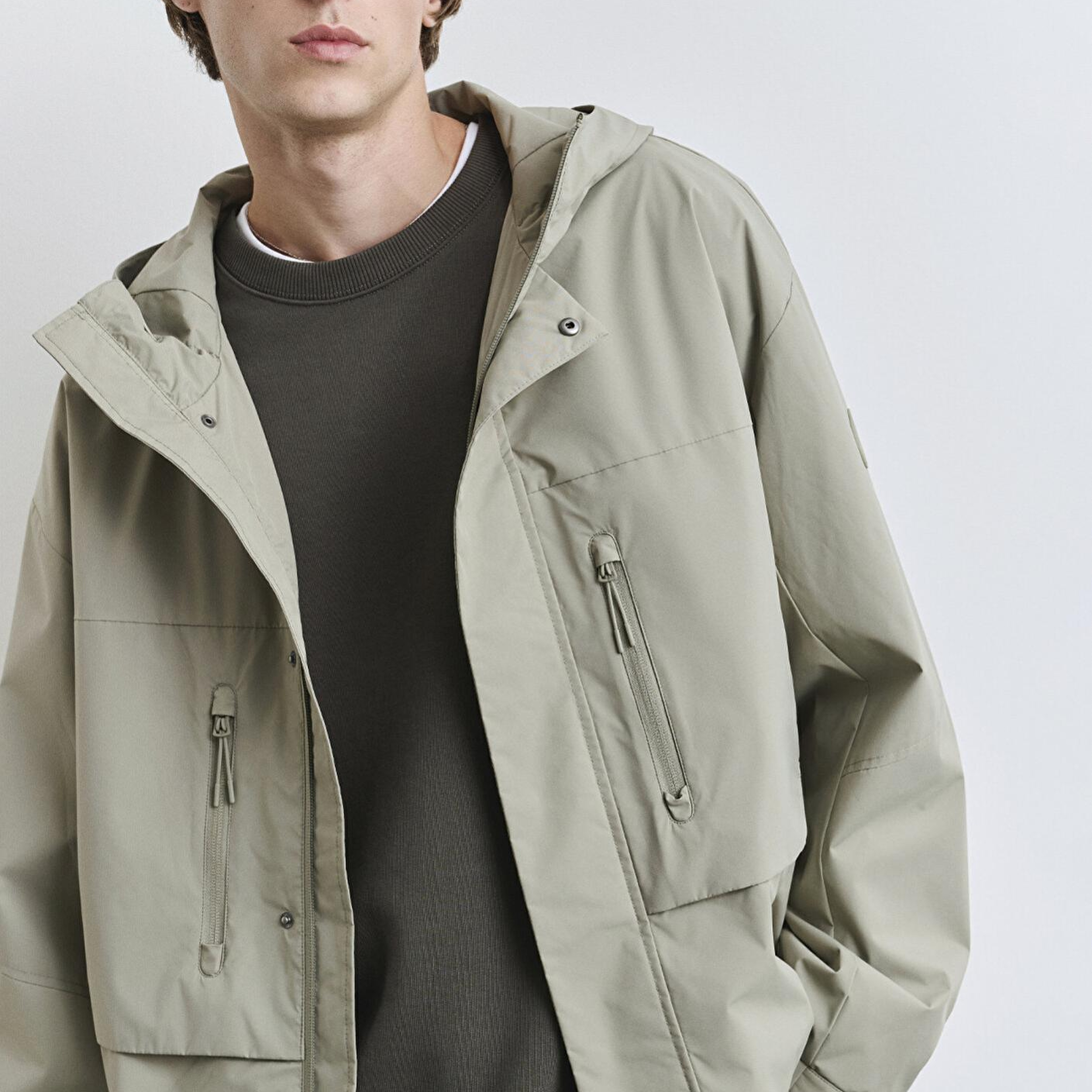 Mavi Kapüşonlu Yeşil Ceket Loose Fit / Bol Rahat Kesim 0110551-71484