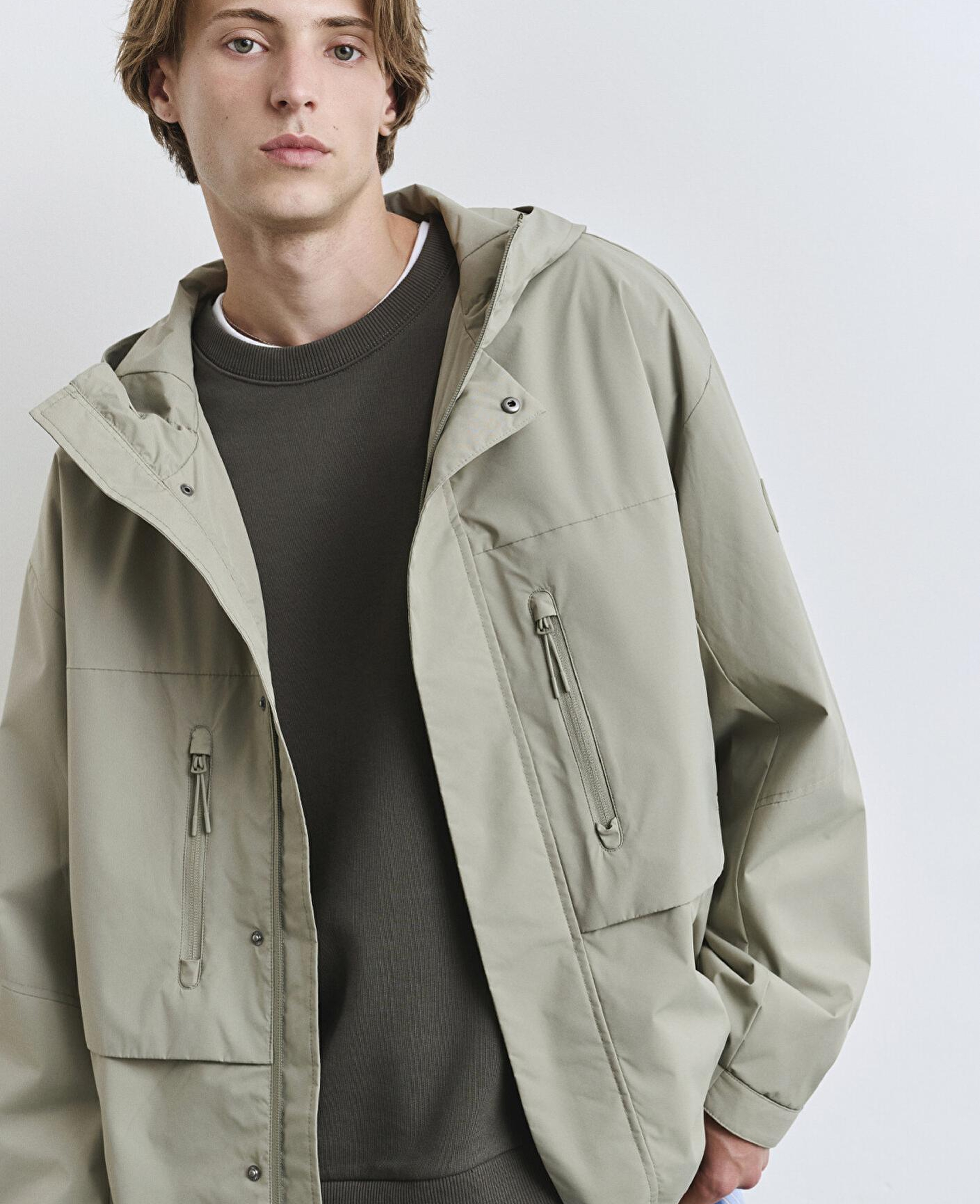 Mavi Kapüşonlu Yeşil Ceket Loose Fit / Bol Rahat Kesim 0110551-71484