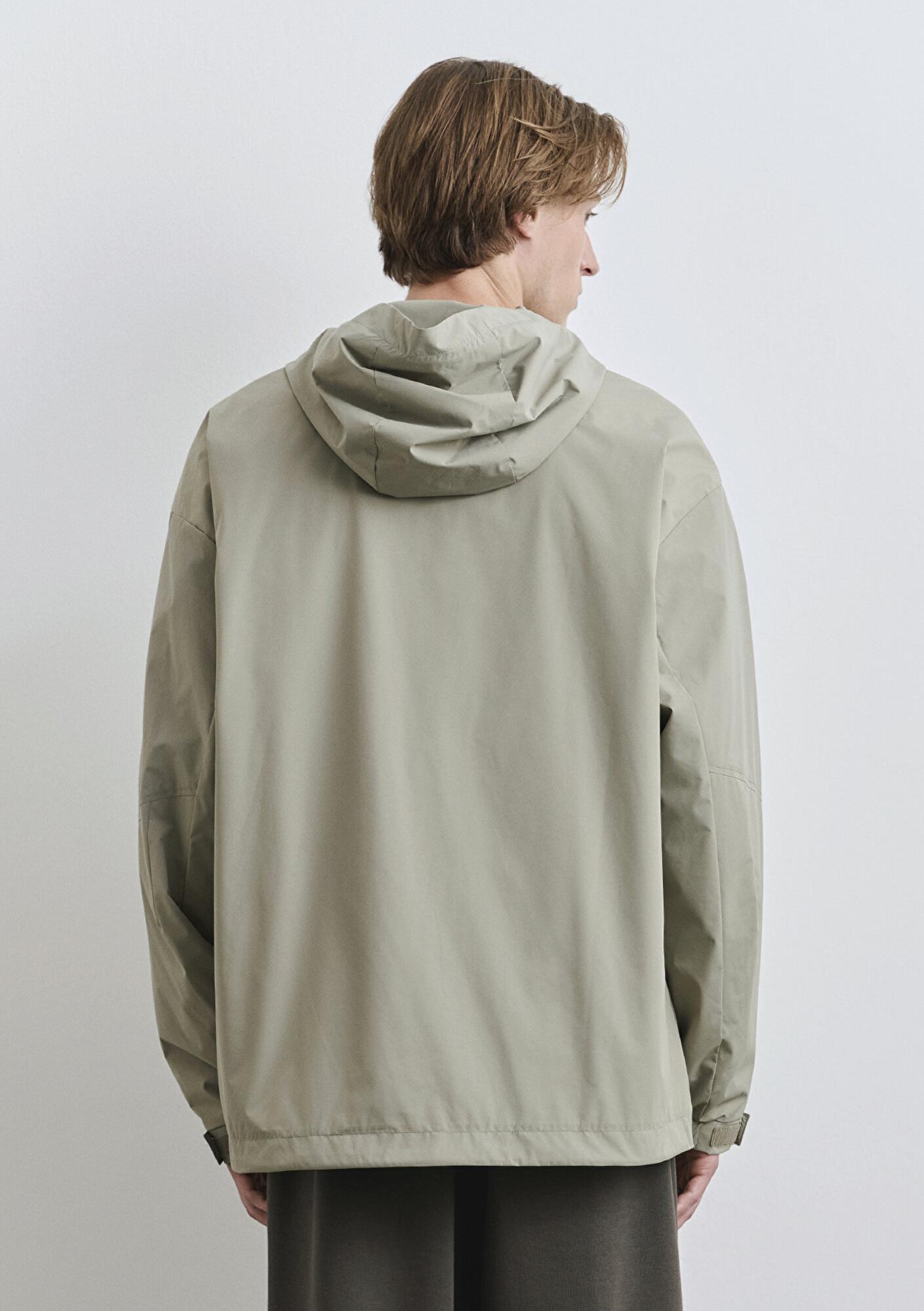 Mavi Kapüşonlu Yeşil Ceket Loose Fit / Bol Rahat Kesim 0110551-71484