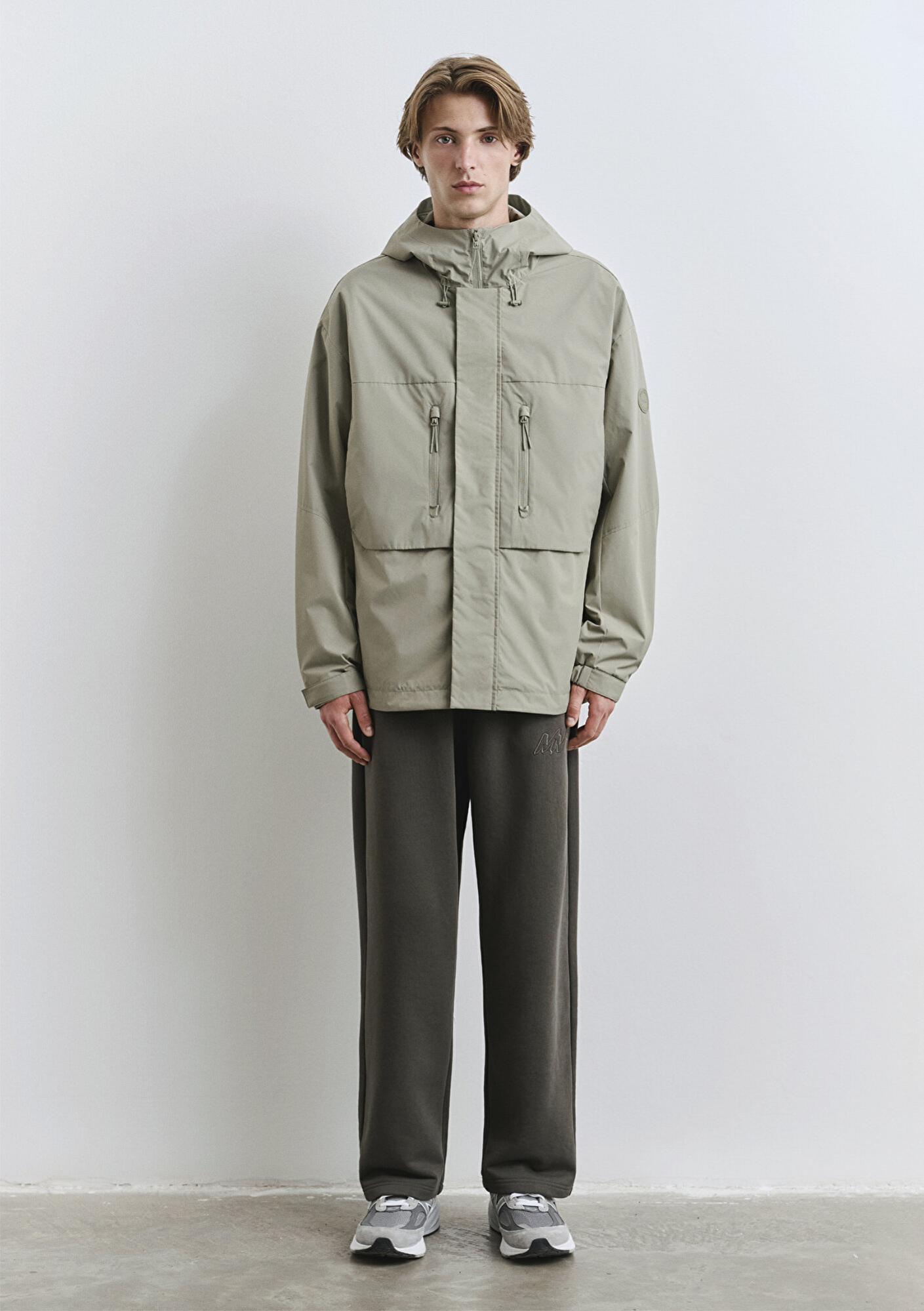 Mavi Kapüşonlu Yeşil Ceket Loose Fit / Bol Rahat Kesim 0110551-71484